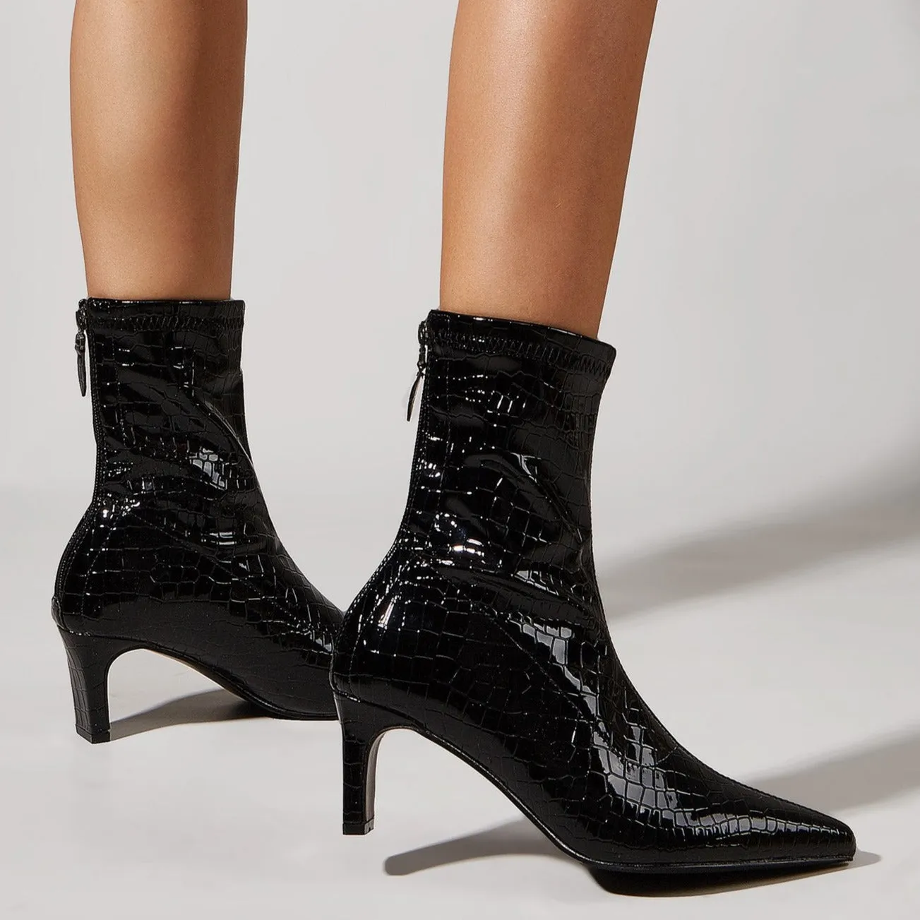 Metallic Back Zipper Boots