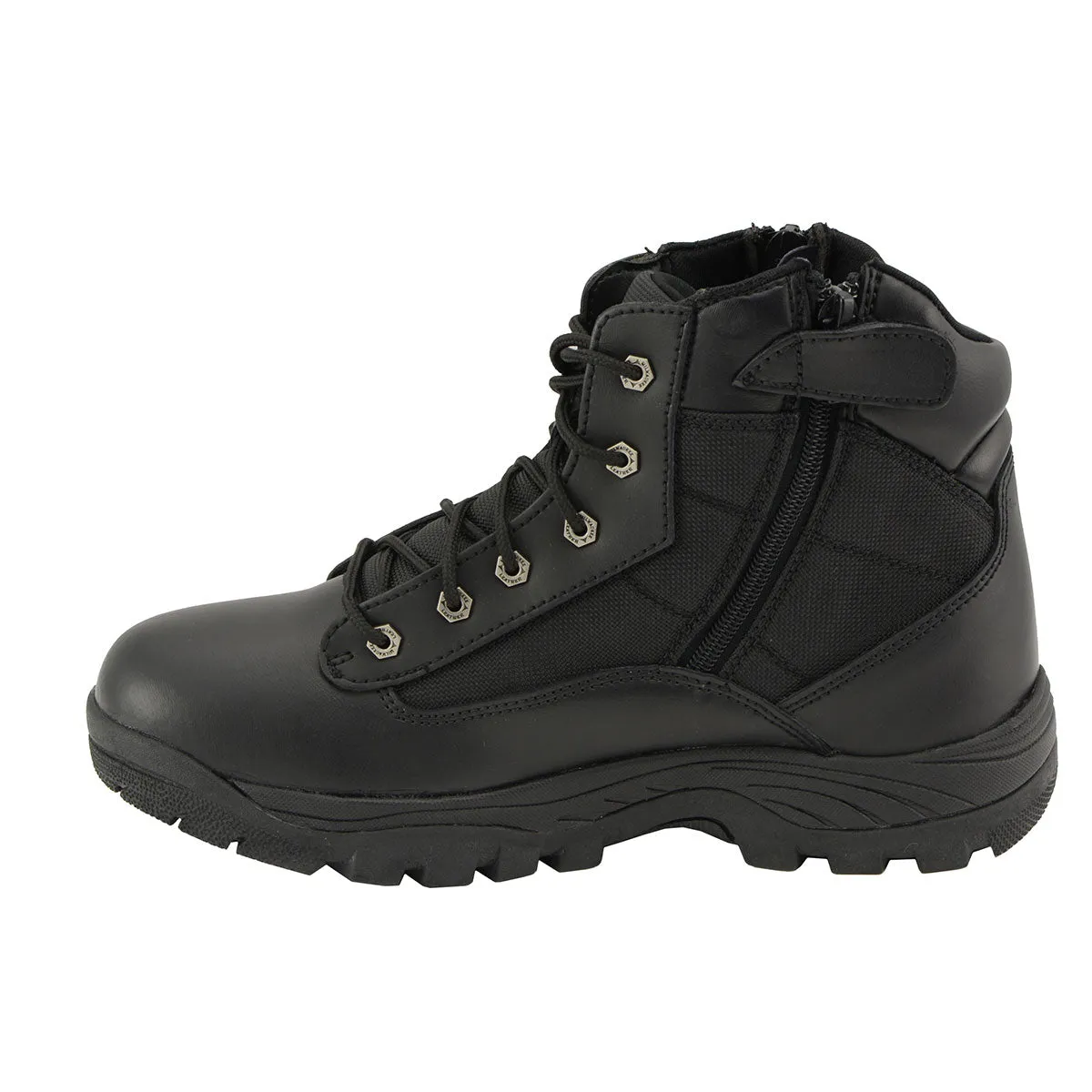 Milwaukee Leather MBM9011 Men's 6-inch Black Leather Swat Style-Tactical Lace-Up Biker Boots w/ Side Zippers