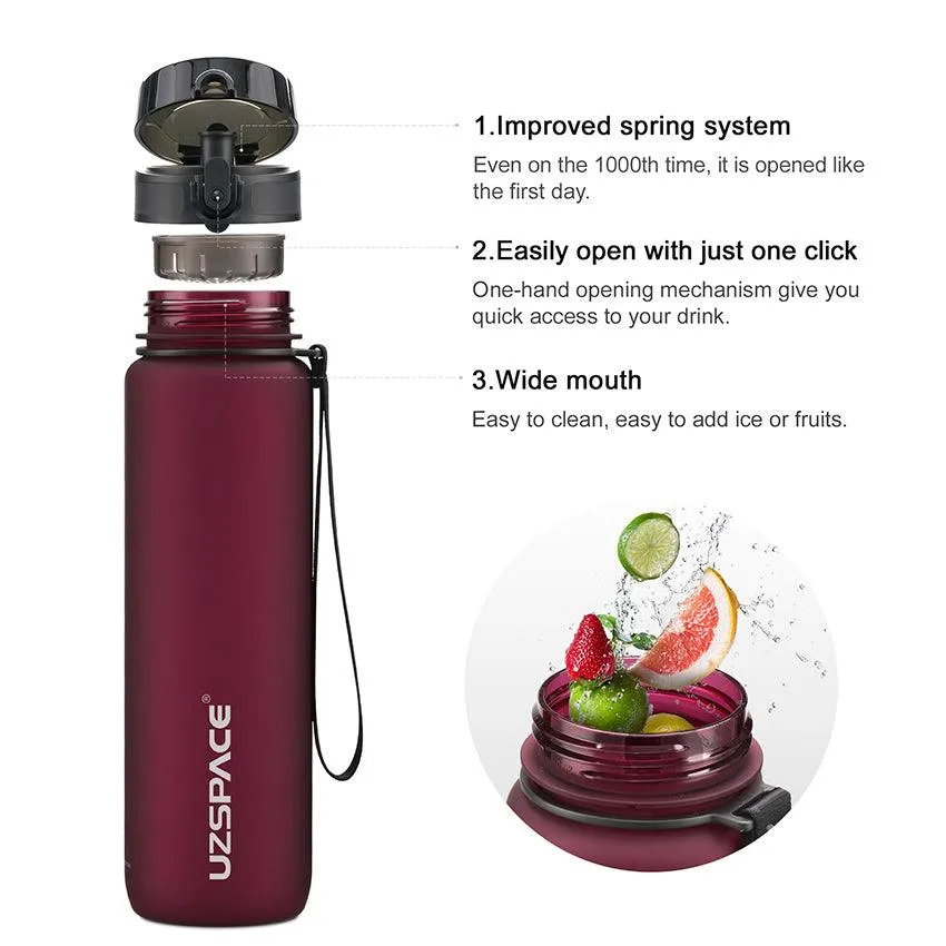 New BPA Free Sports Water Bottle - 500/800/1000ml Portable Leak-Proof Shaker for Gym & Outdoor Activities