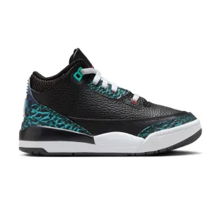 Nike Kid's Air Jordan 3 Retro PS Shoes - Black / Hyper Jade / Red / White