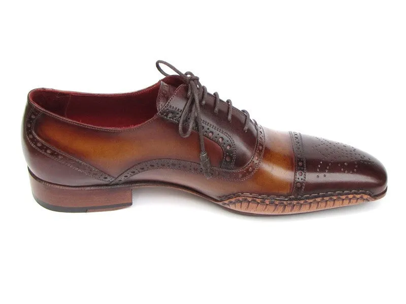 Paul Parkman Captoe Oxfords Brown Hand Pained Shoes