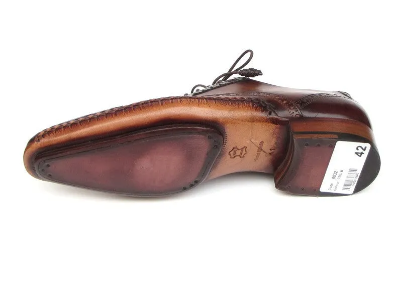 Paul Parkman Captoe Oxfords Brown Hand Pained Shoes