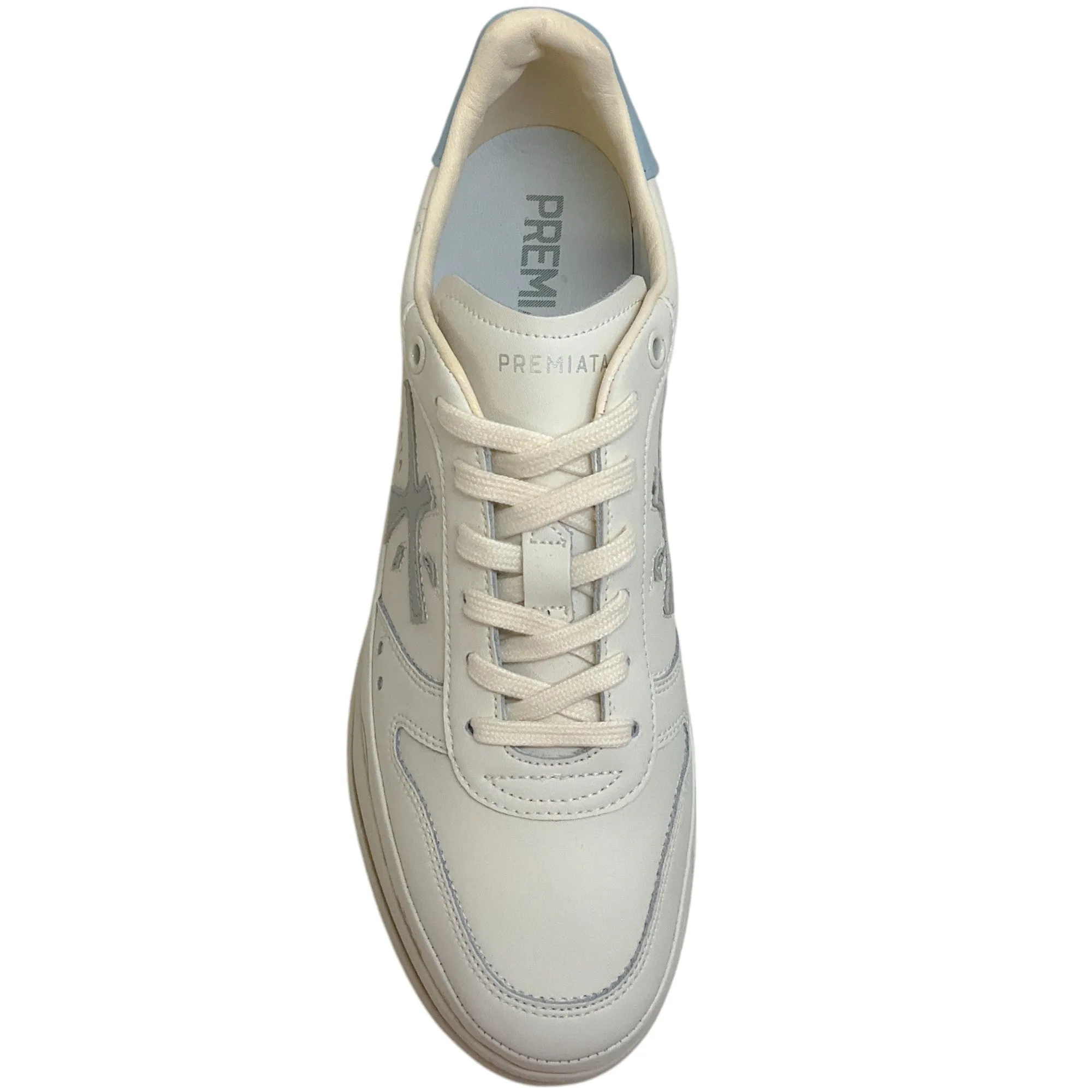 Premiata Ivory / Platinum Leather Micol Platform Sneakers