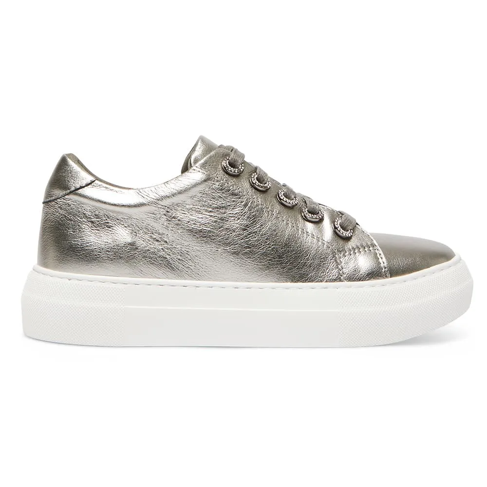 Prisila Sneaker in Silver Nappa Leather