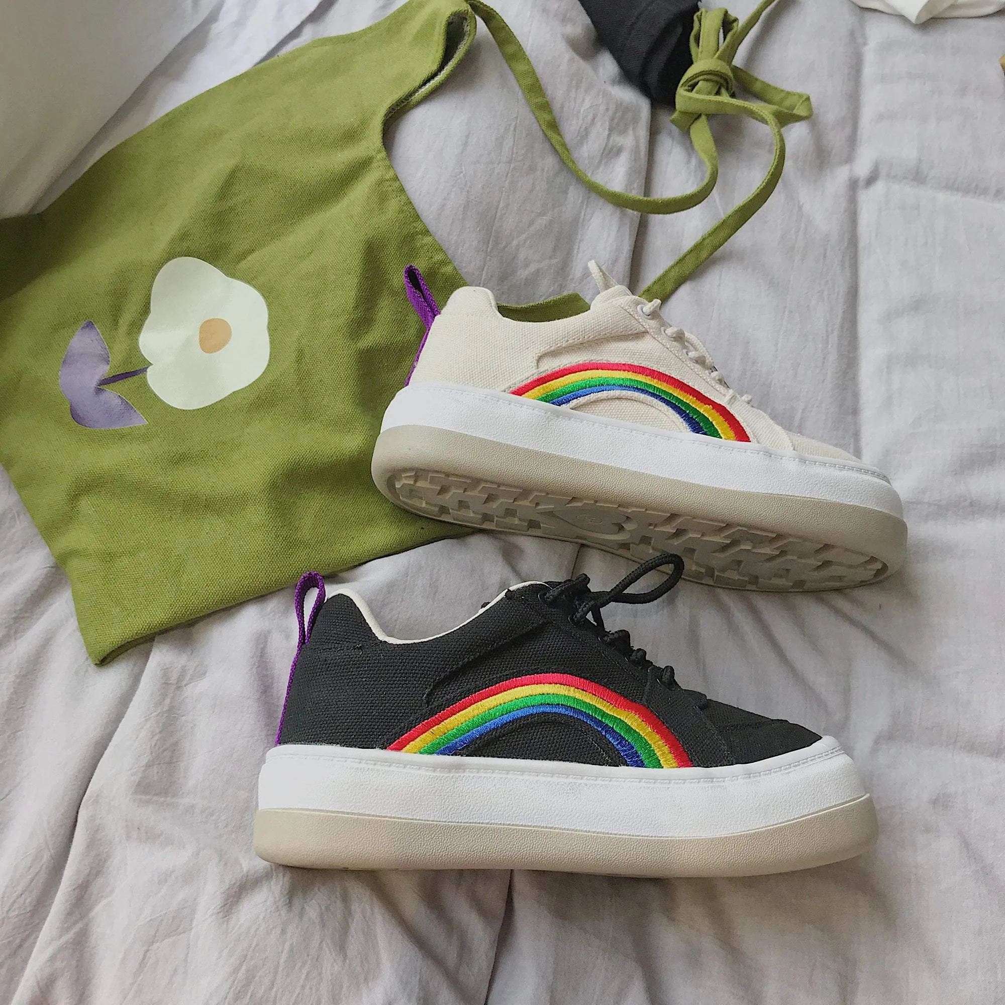 Rainbow Tumblr Aesthetic Flat Platform Sneakers