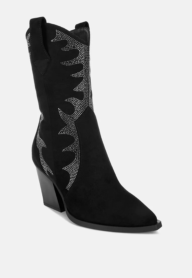 Rambler Rhinestones Embellished Calf Boots