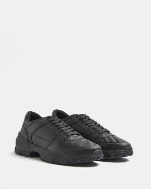 River Island Black Moulded Sole Lace Up Mens Trainers