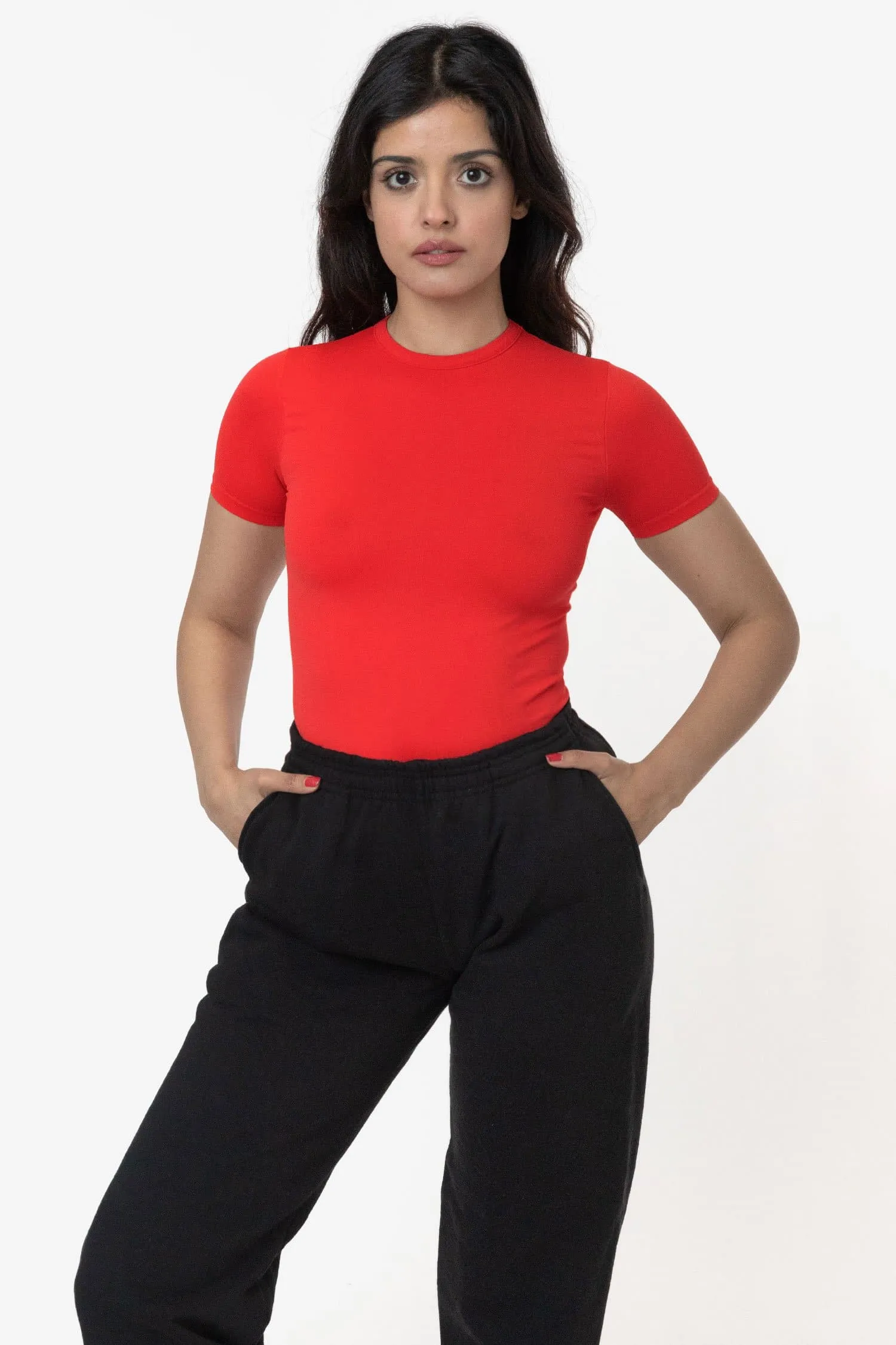 RN378 - Nylon Short Sleeve Crewneck Fitted Tee