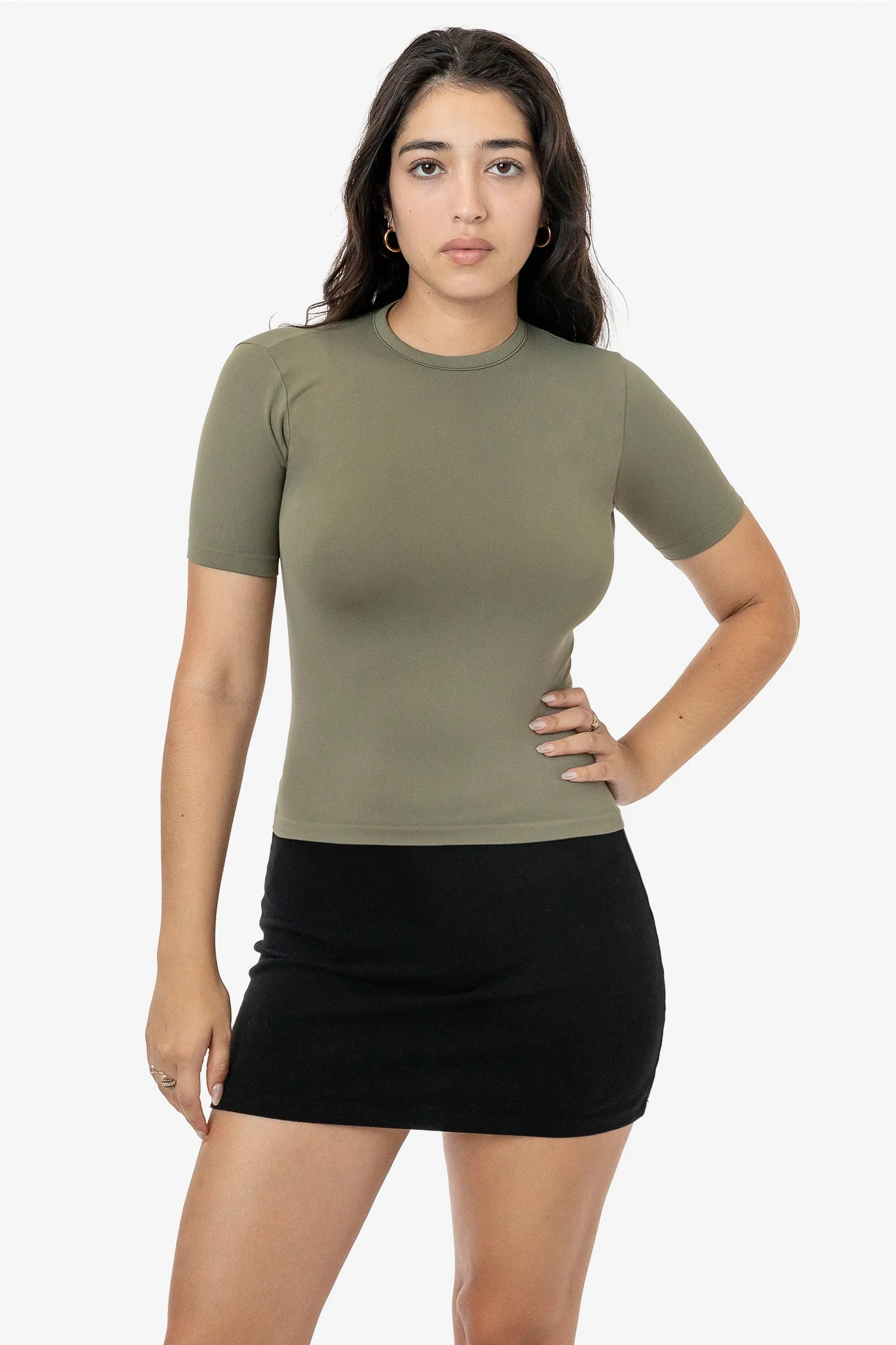 RN378 - Nylon Short Sleeve Crewneck Fitted Tee