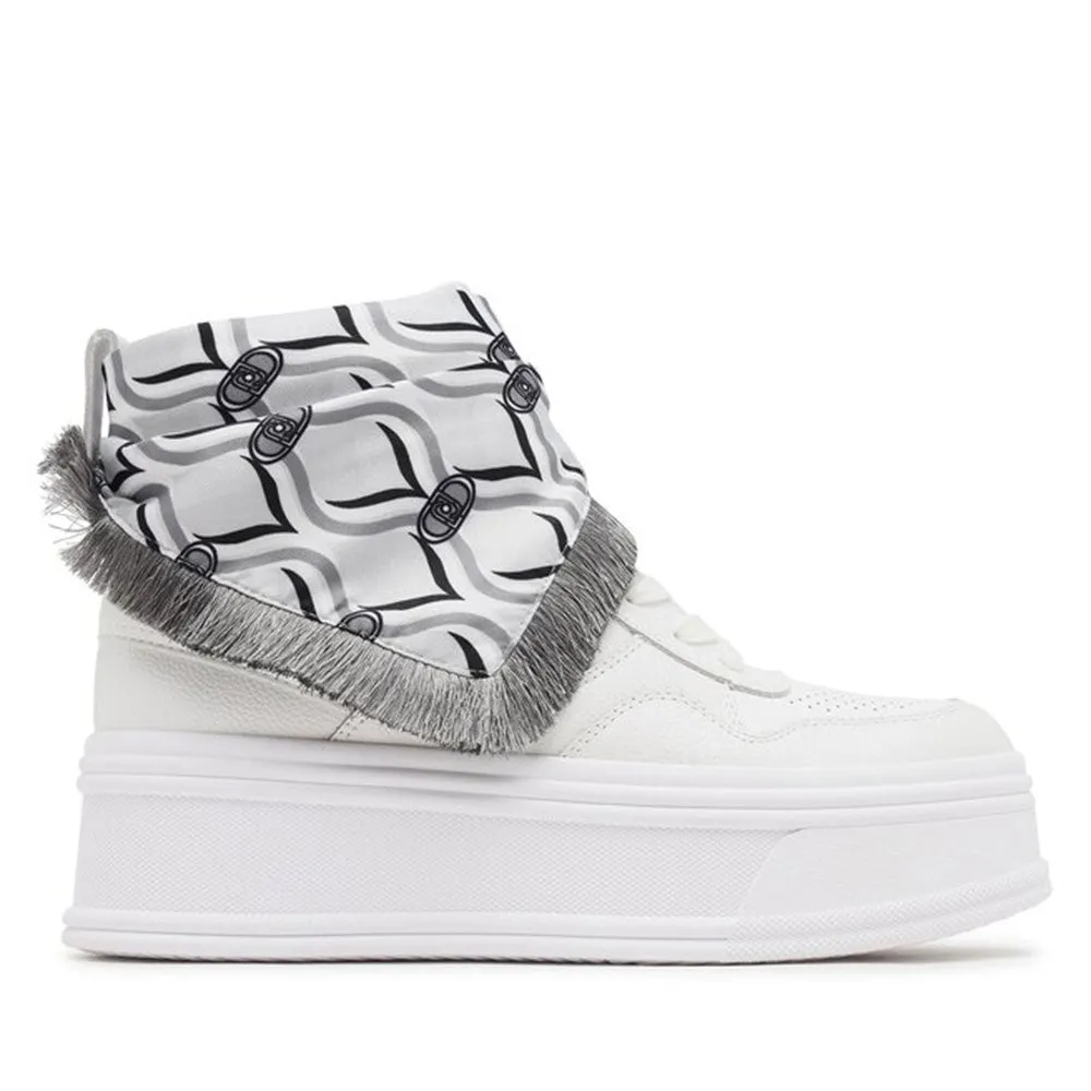 Scarpe Donna LIU JO Selma 02 Sneakers Platform in Pelle Bottalata Bianca con Foulard