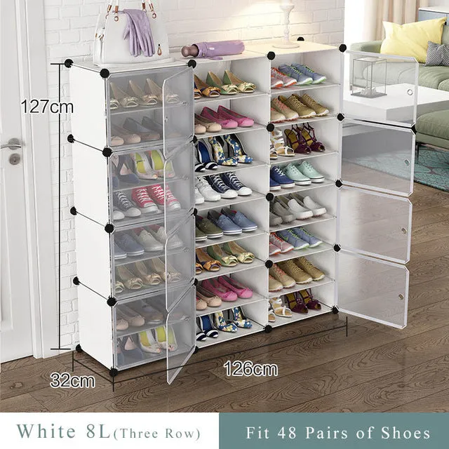 Simple Multilayer Modular Shoe Cabinet Easy Assembly Boots Shoes Storage Organizer Home Space Saving Closet Plastic Shoe Rack