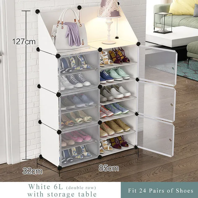 Simple Multilayer Modular Shoe Cabinet Easy Assembly Boots Shoes Storage Organizer Home Space Saving Closet Plastic Shoe Rack