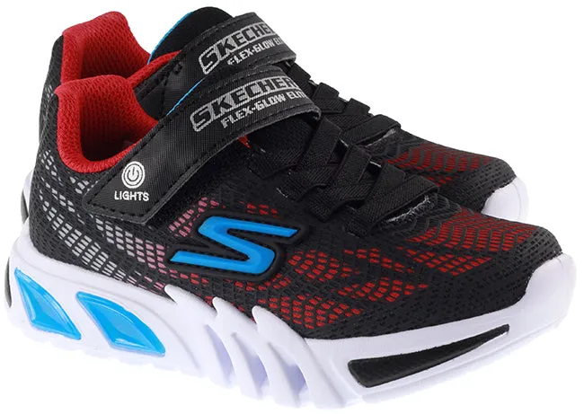 Skechers Trainers Kids Flex Glow Elite Vorlo Black Red Blue