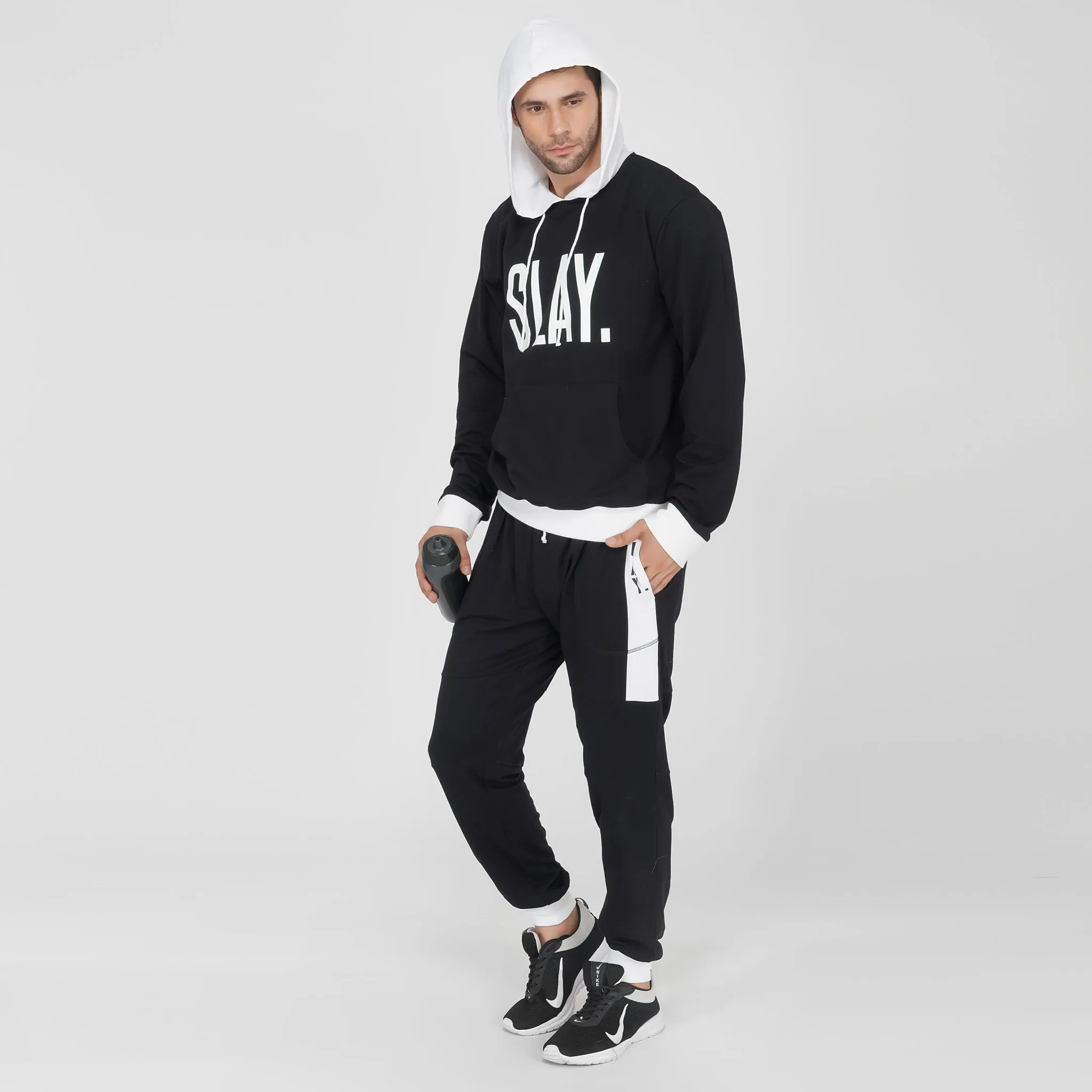 SLAY. Classic Men's Colorblock Black & White Tracksuit