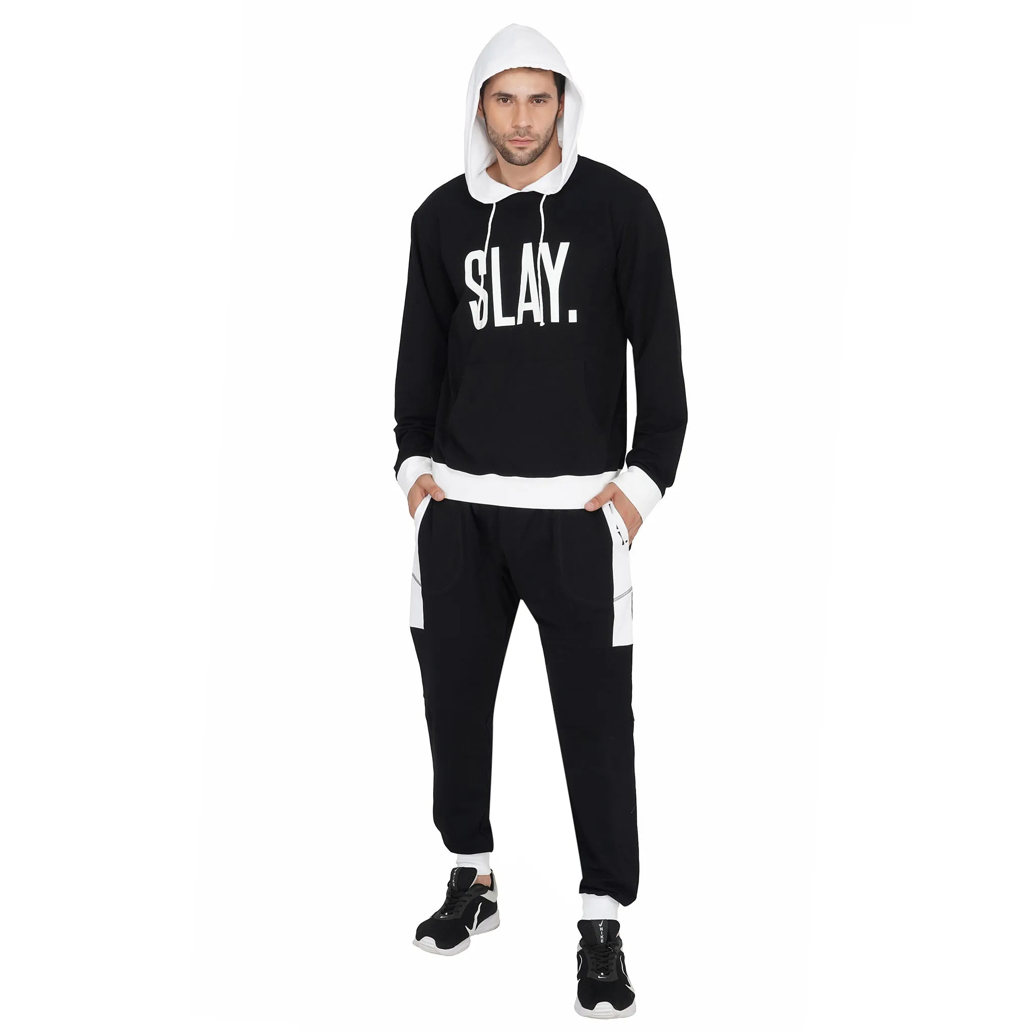 SLAY. Classic Men's Colorblock Black & White Tracksuit