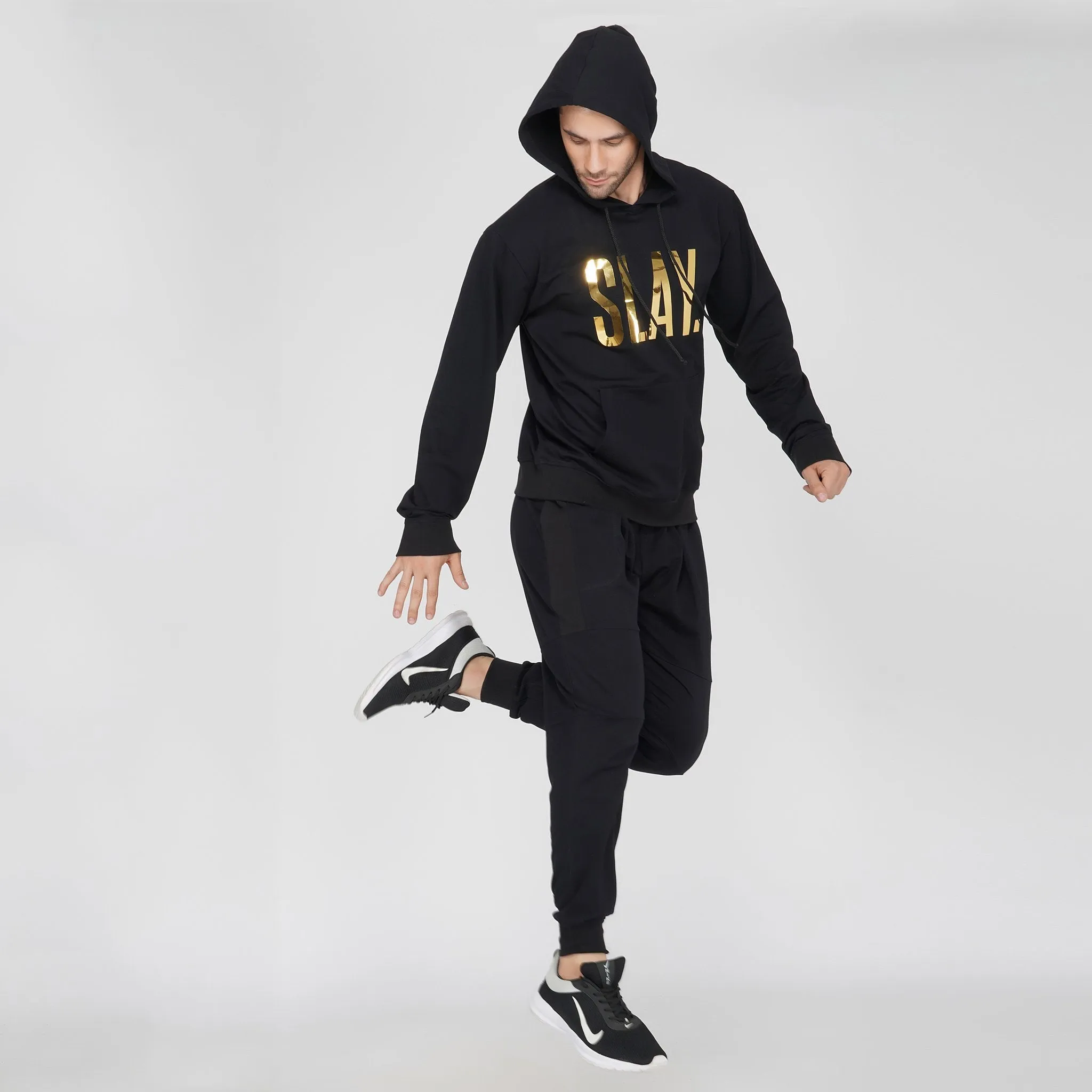 SLAY. Classic Men's Limited Edition Gold Foil Printed Black Printed Hoodie