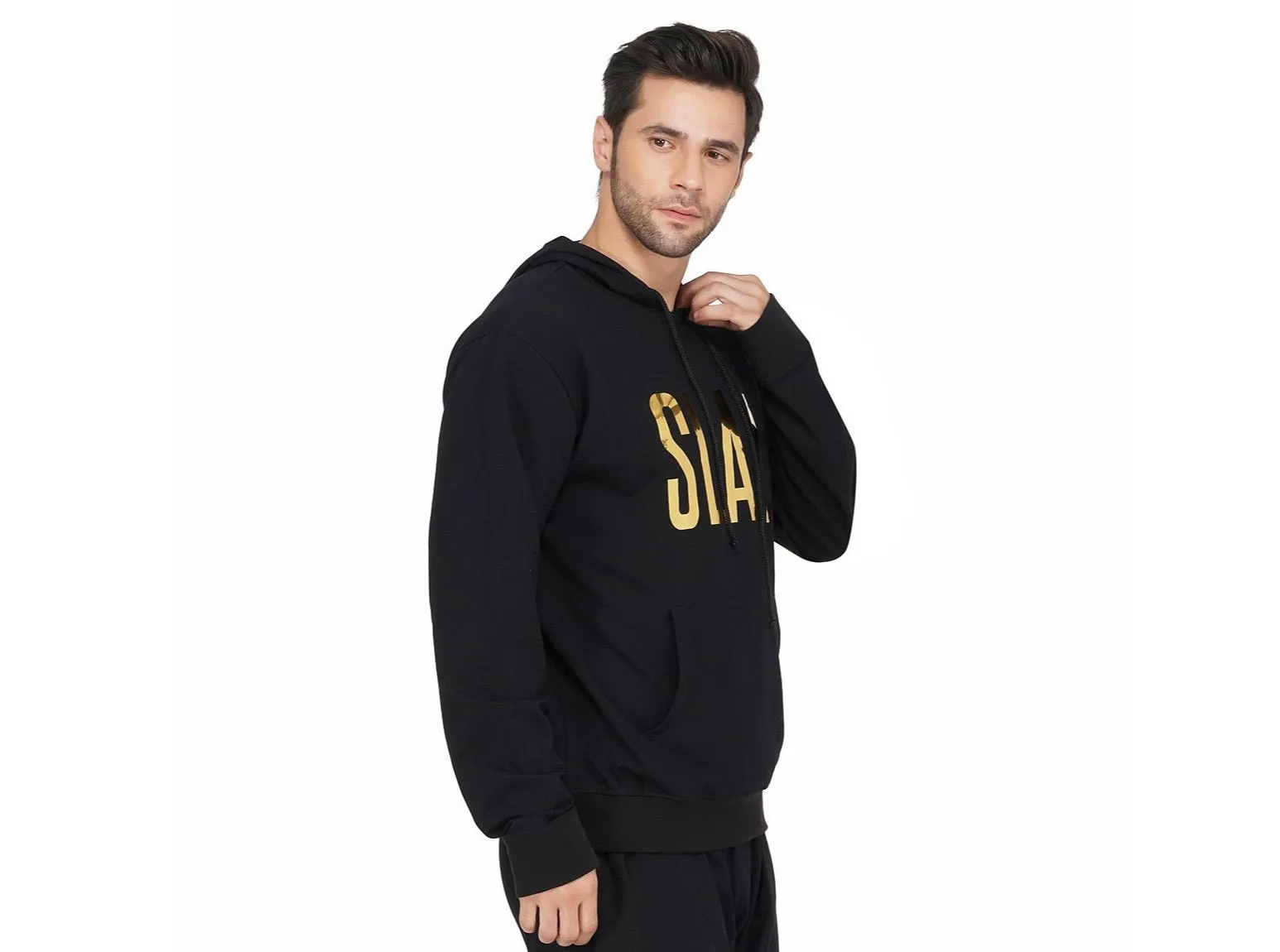 SLAY. Classic Men's Limited Edition Gold Foil Printed Black Printed Hoodie