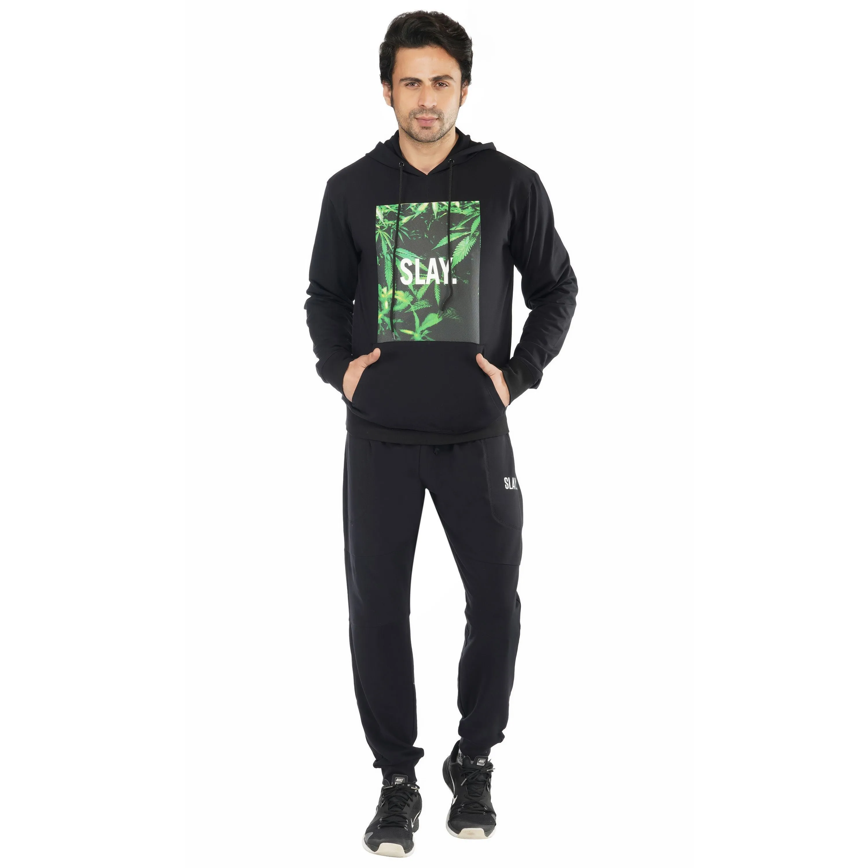 SLAY. Men's 4/20 Edition Leaves Printed Tracksuit