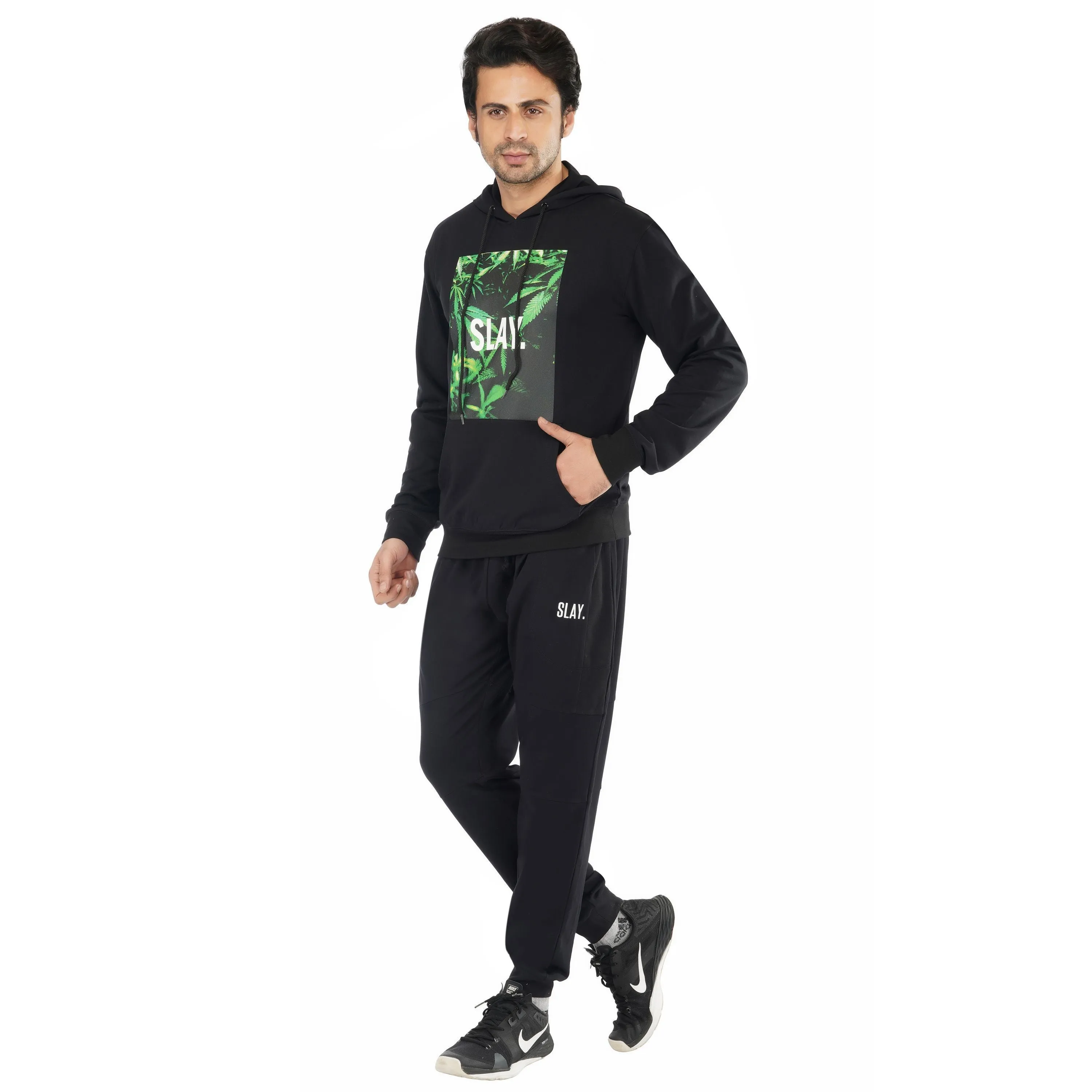 SLAY. Men's 4/20 Edition Leaves Printed Tracksuit