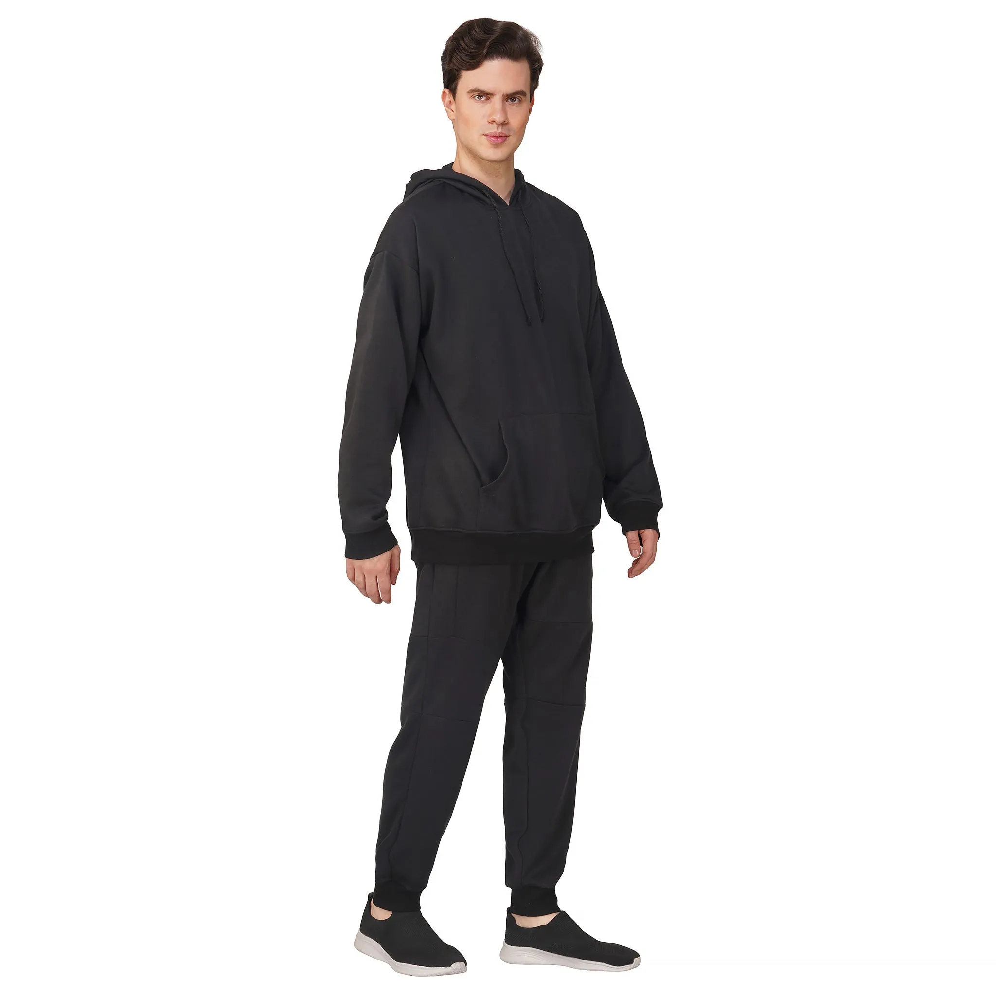 SLAY. Men's Black Oversized Drop Shoulder Hoodie & Joggers Co-ord Set