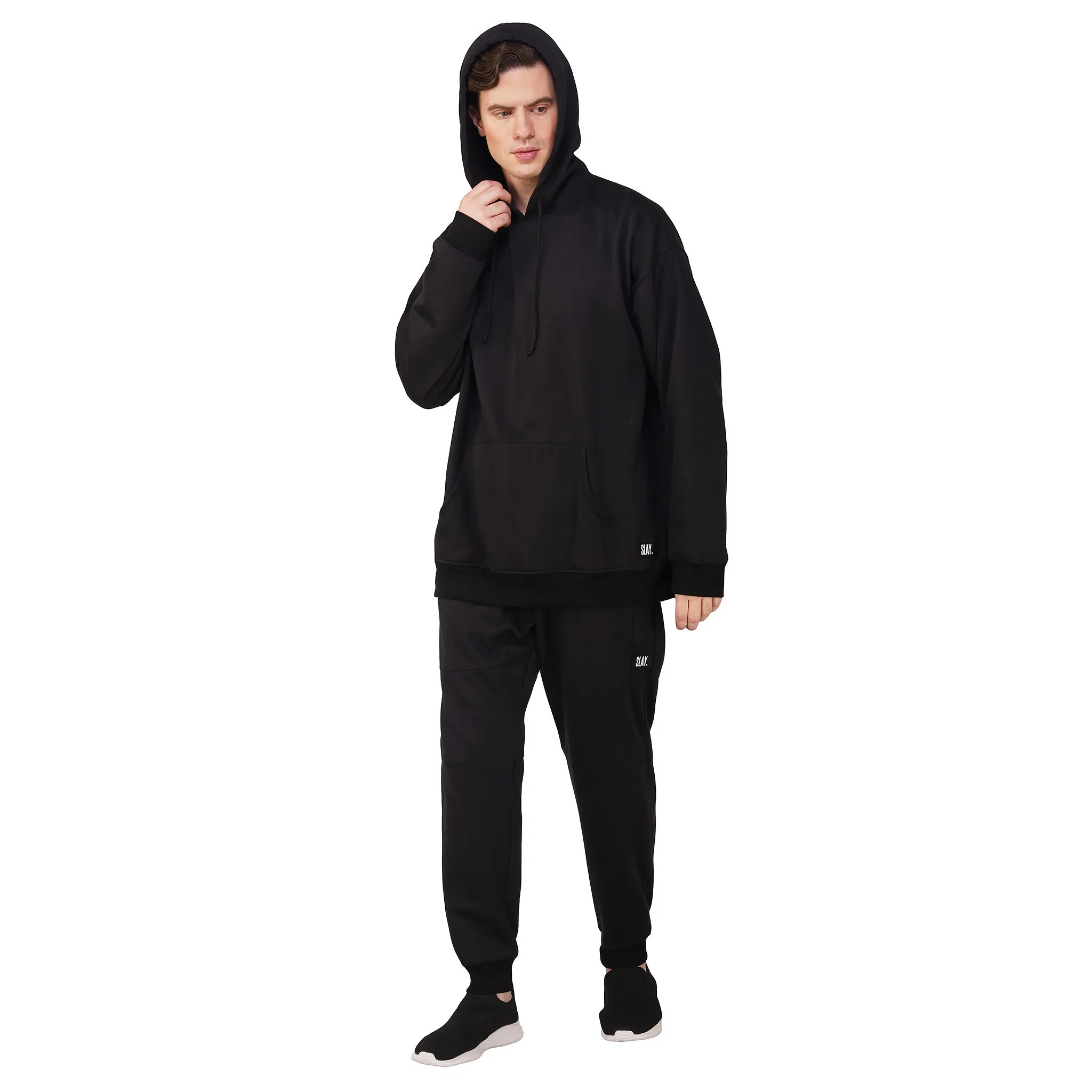 SLAY. Men's Black Oversized Drop Shoulder Hoodie & Joggers Co-ord Set