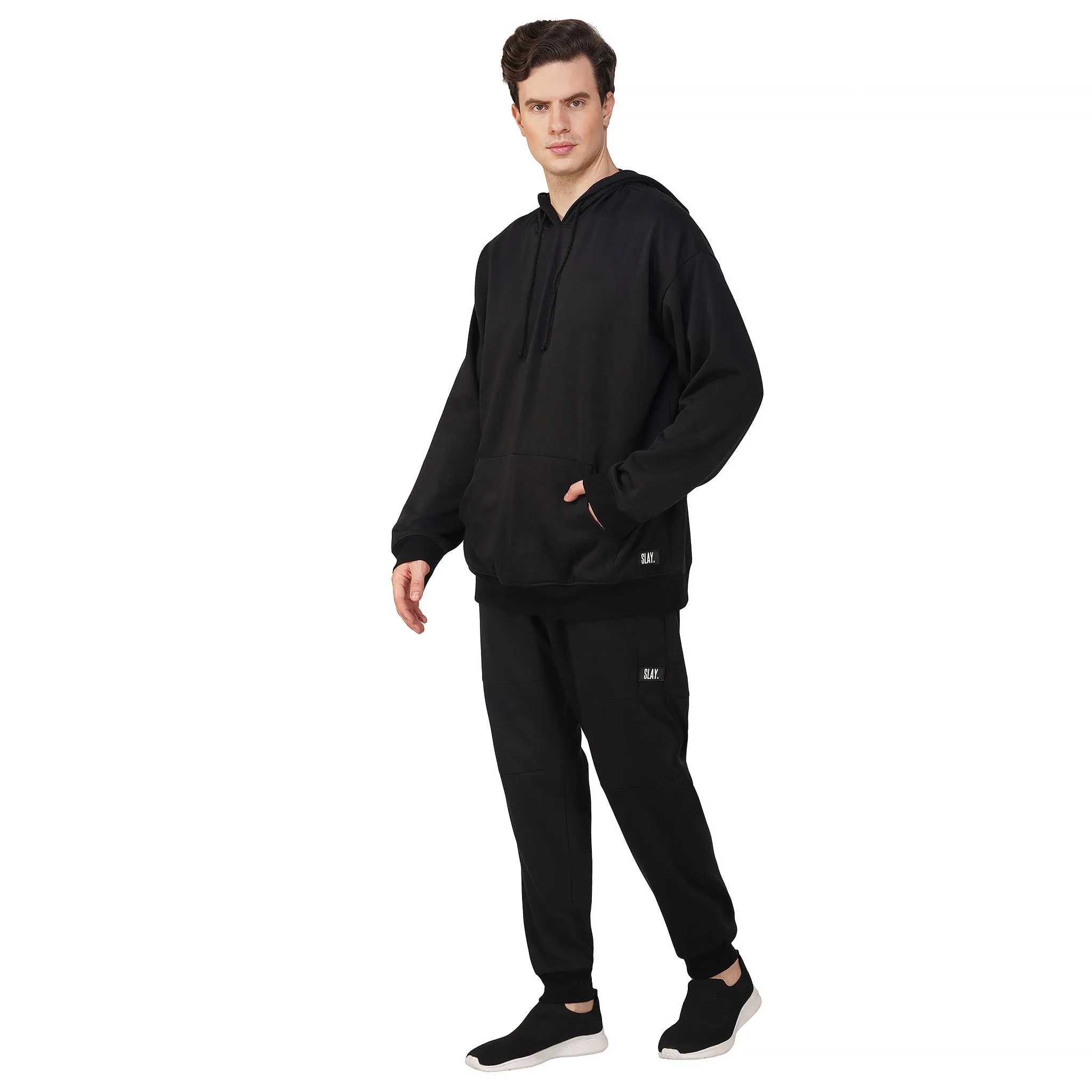 SLAY. Men's Black Oversized Drop Shoulder Hoodie & Joggers Co-ord Set