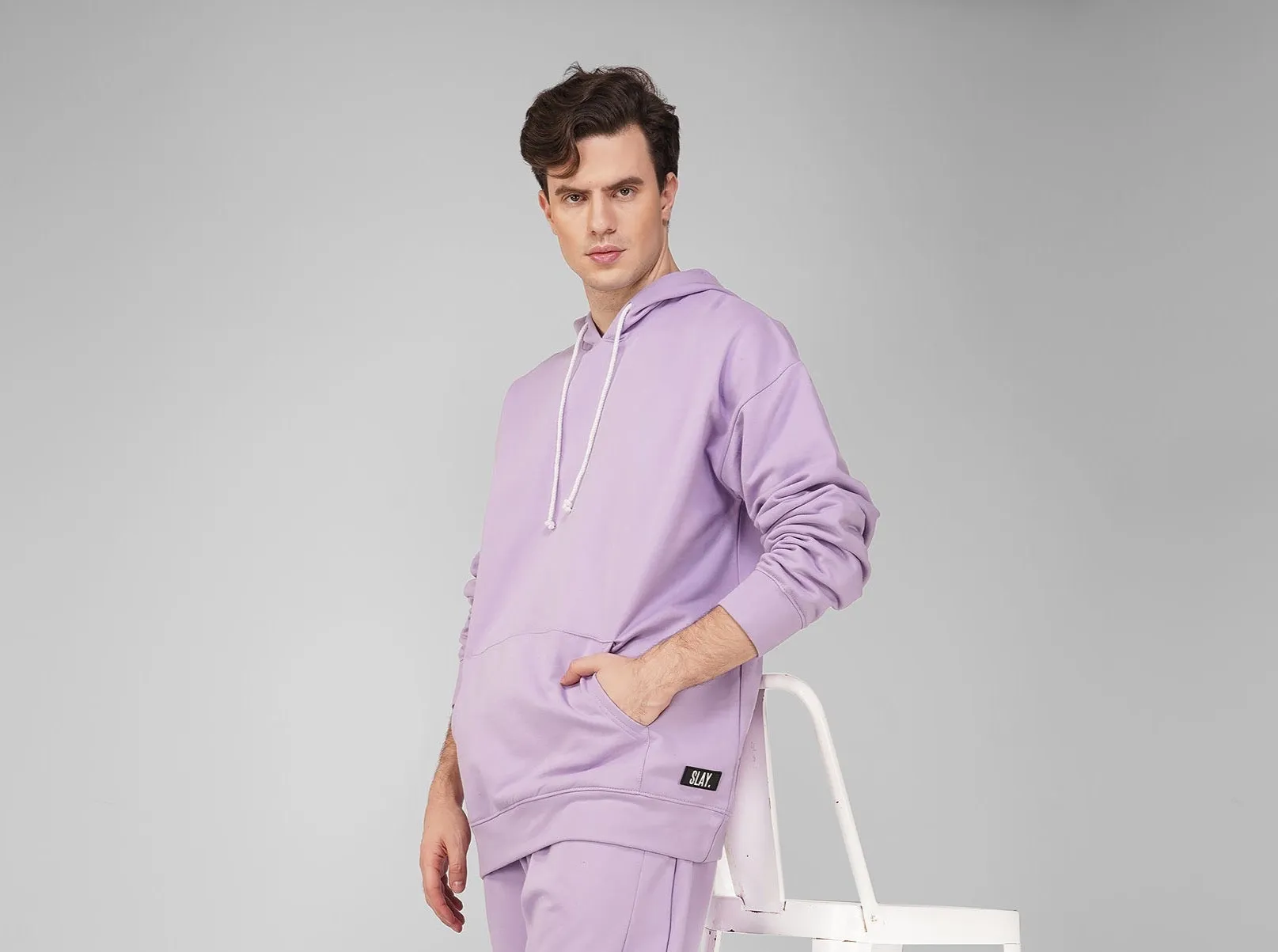 SLAY. Men's Lavender Oversized Drop Shoulder Hoodie