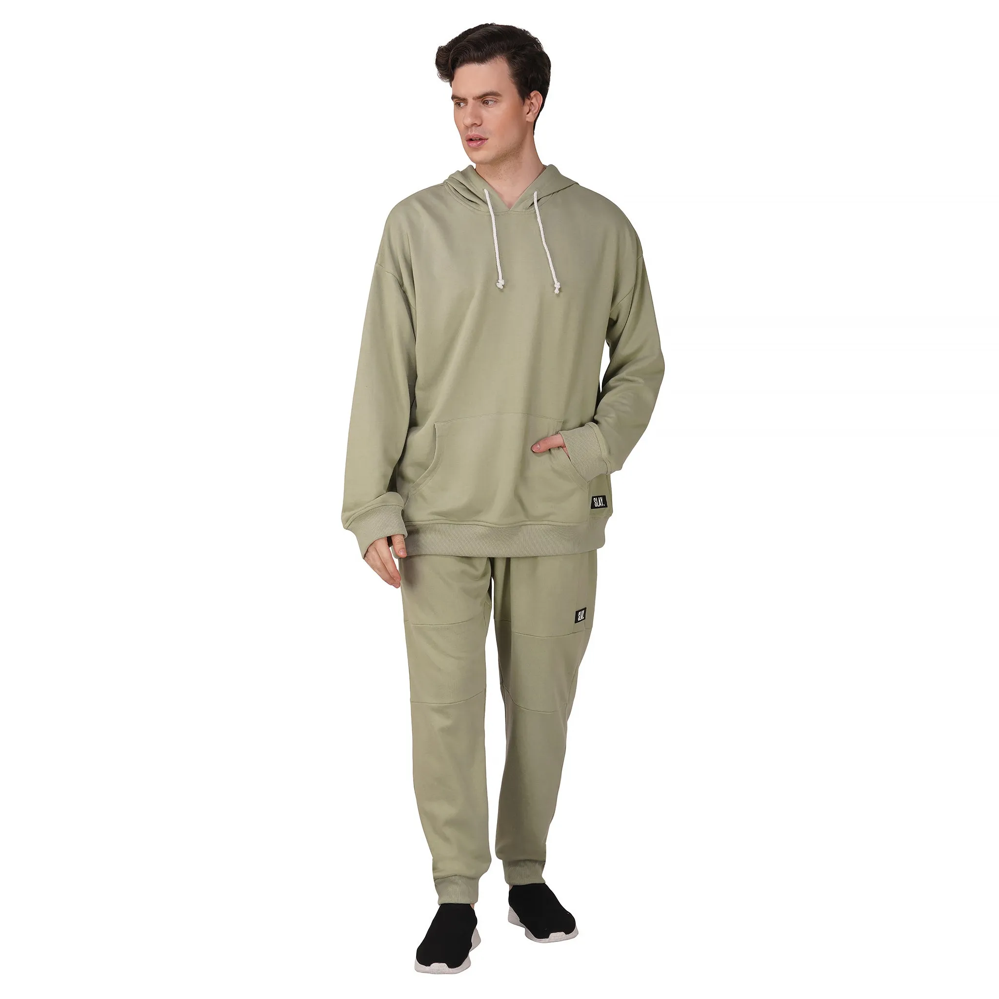 SLAY. Men's Light Olive Oversized Drop Shoulder Hoodie & Joggers Co-ord Set