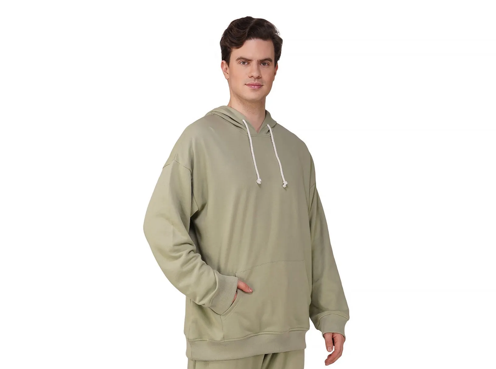 SLAY. Men's Light Olive Oversized Drop Shoulder Hoodie