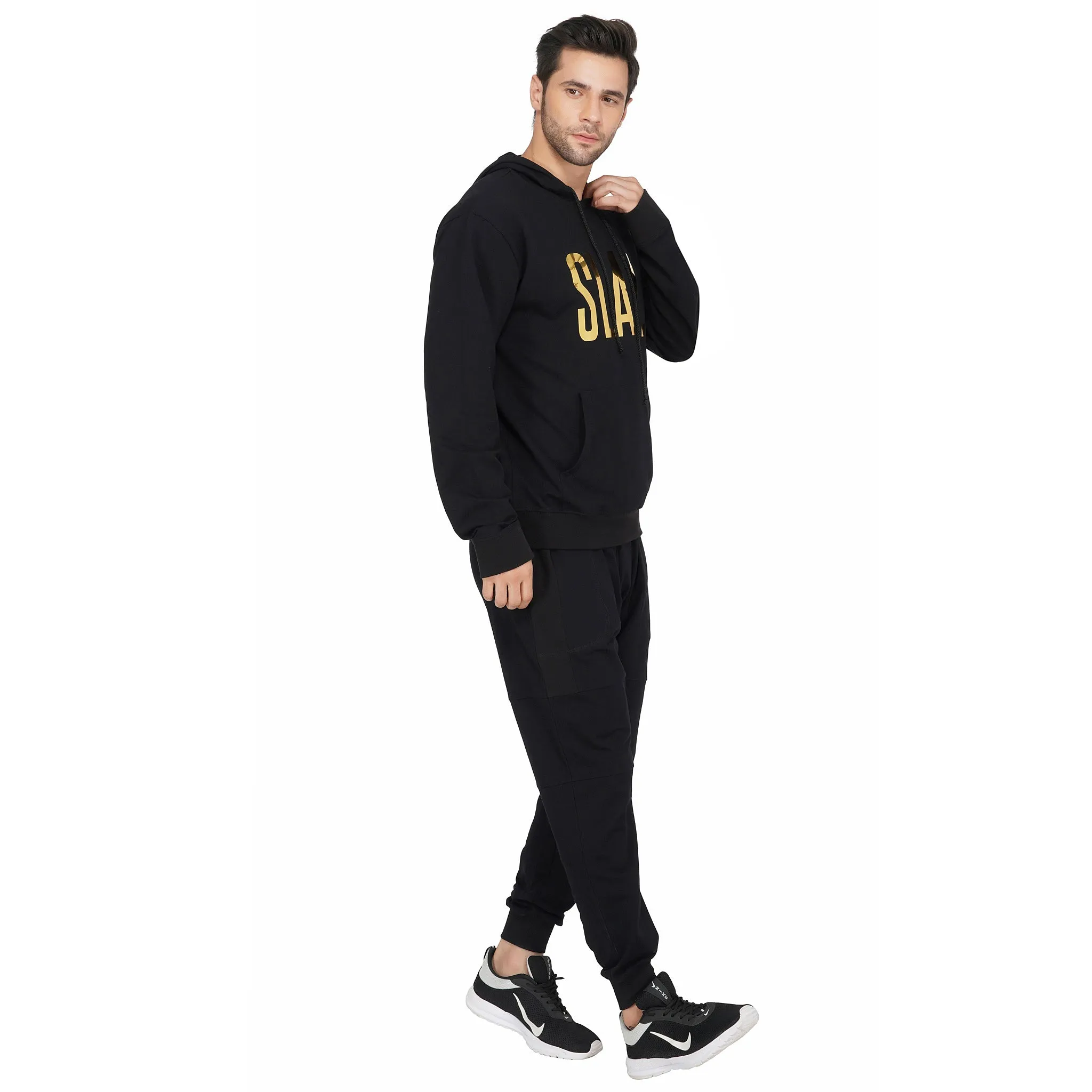 SLAY. Men's Limited Edition Gold Foil Printed Black Printed Tracksuit