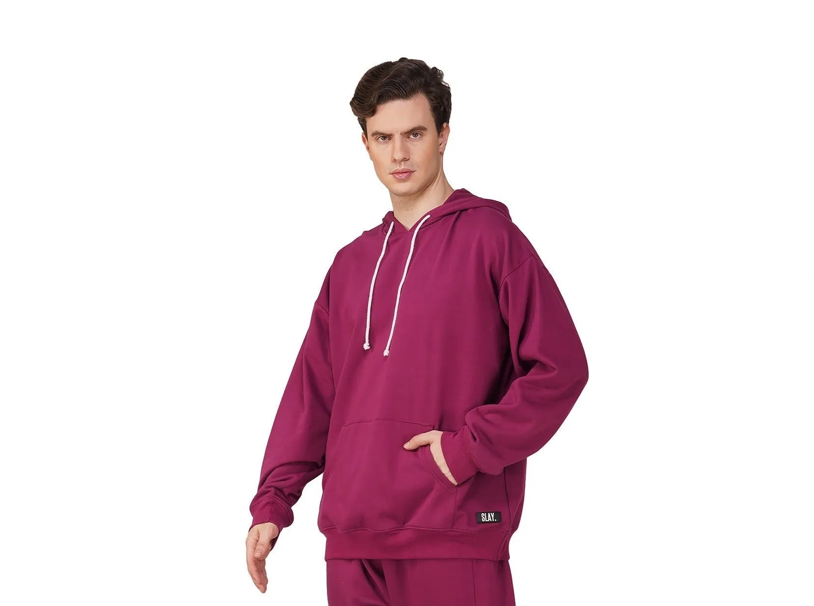 SLAY. Men's Magenta Oversized Drop Shoulder Hoodie