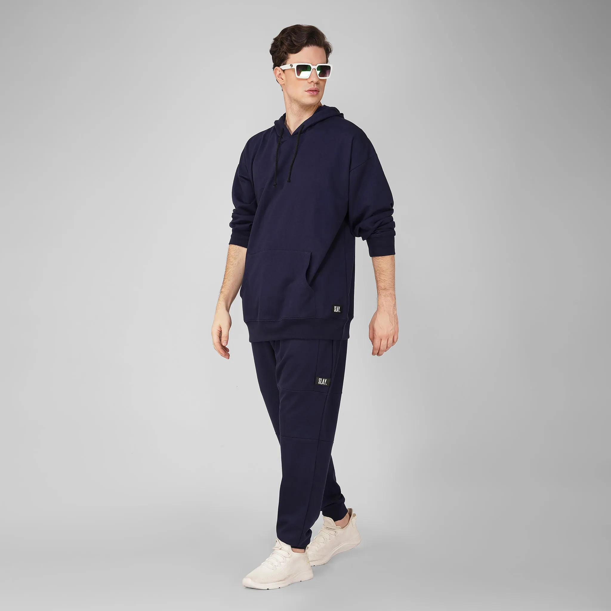 SLAY. Men's Navy Oversized Drop Shoulder Hoodie & Joggers Co-ord Set