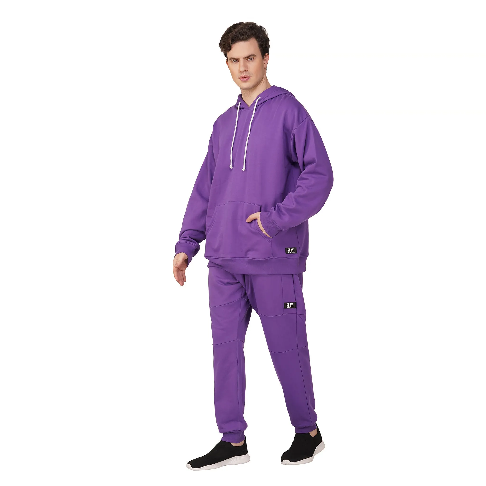 SLAY. Men's Purple Oversized Drop Shoulder Hoodie & Joggers Co-ord Set