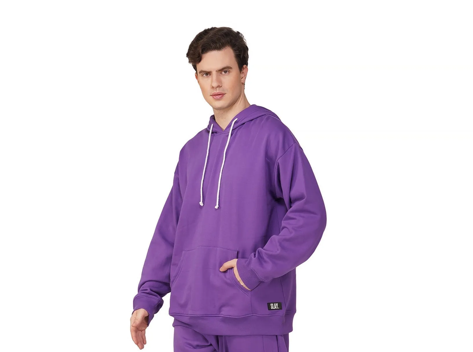 SLAY. Men's Purple Oversized Drop Shoulder Hoodie