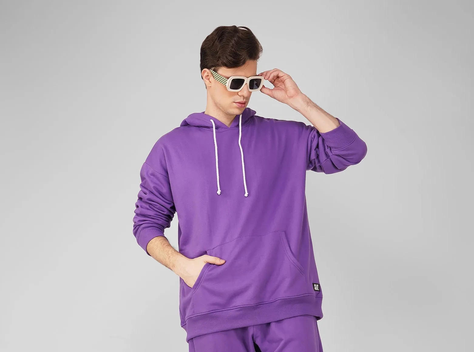 SLAY. Men's Purple Oversized Drop Shoulder Hoodie