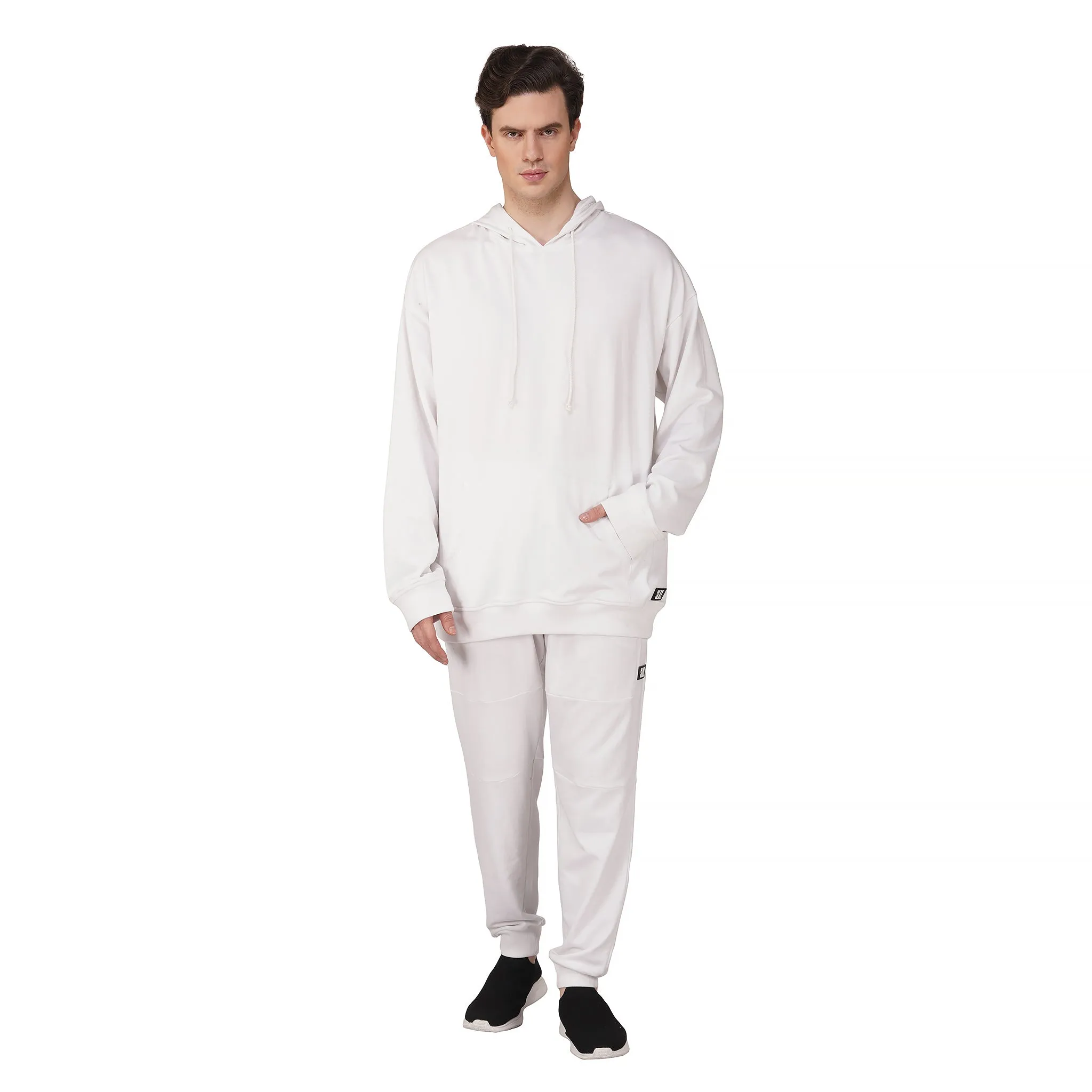 SLAY. Men's White Oversized Drop Shoulder Hoodie & Joggers Co-ord Set