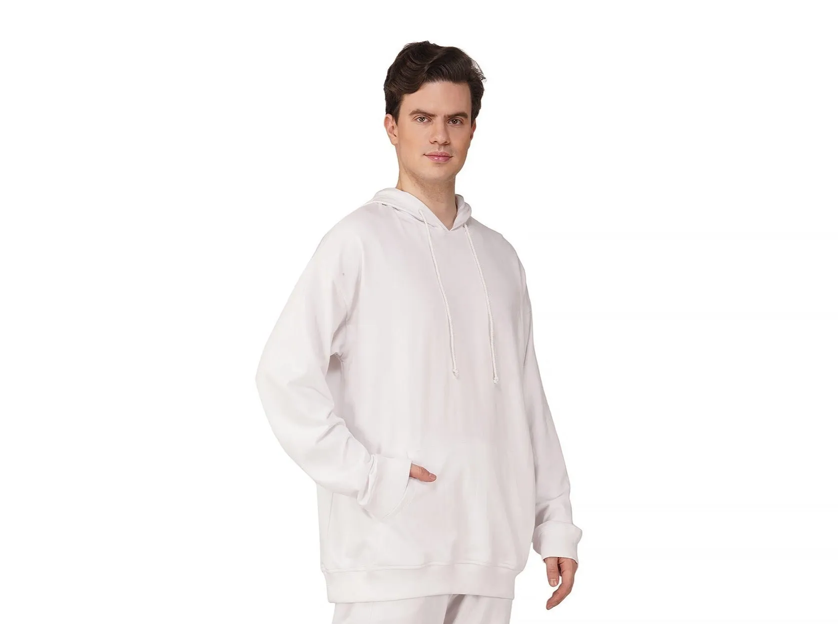 SLAY. Men's White Oversized Drop Shoulder Hoodie