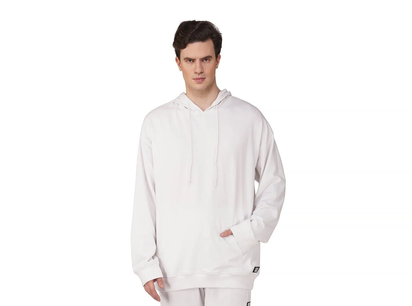 SLAY. Men's White Oversized Drop Shoulder Hoodie