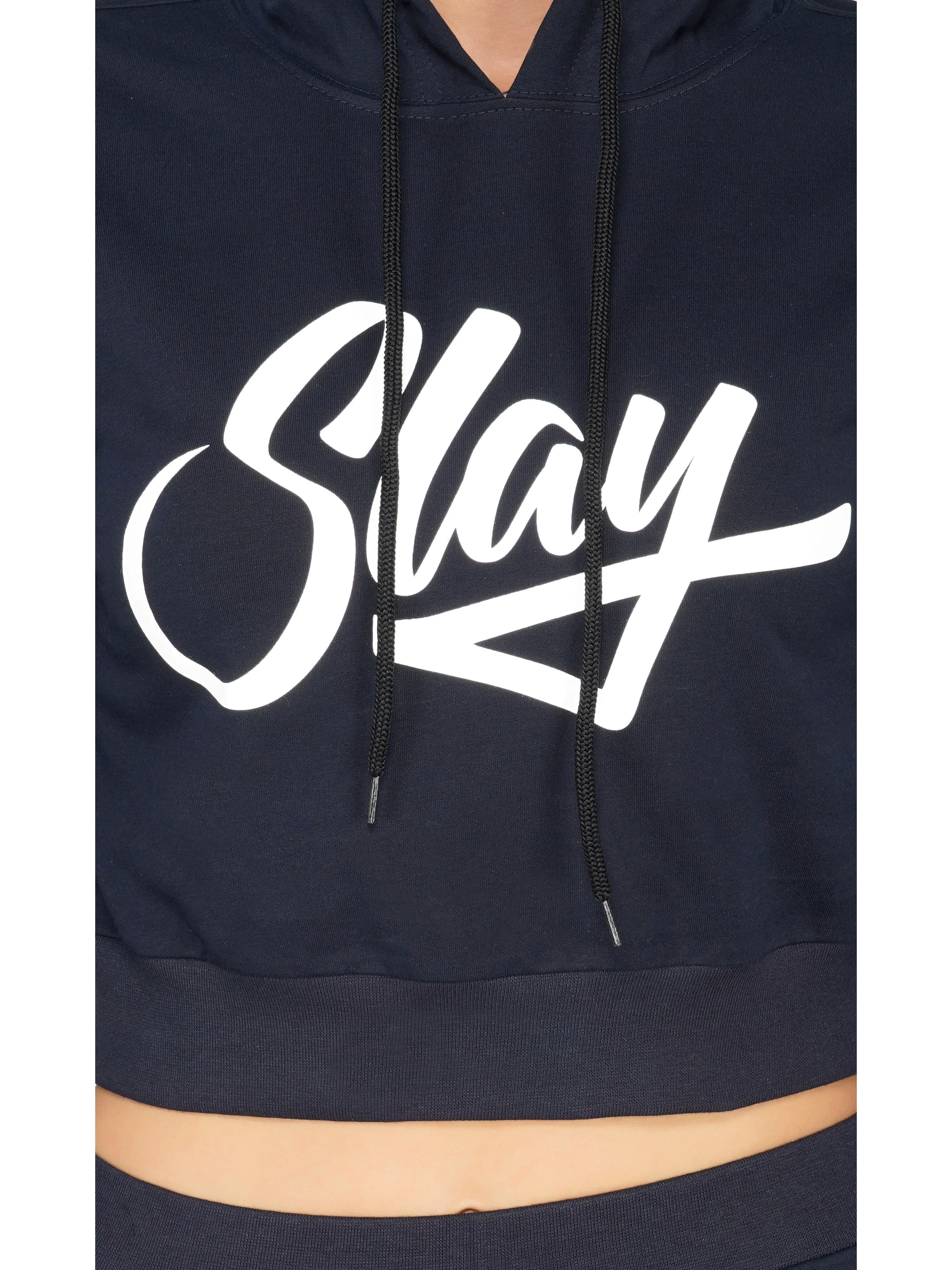 SLAY. Sport Women's Activewear Blue Printed Tracksuit with White Side Stripes