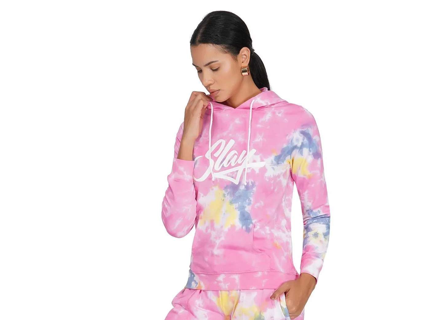 SLAY. Sport Women's Pink Tie Dye Hoodie