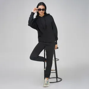 SLAY. Women's Black Oversized Drop Shoulder Hoodie & Joggers Co-ord Set