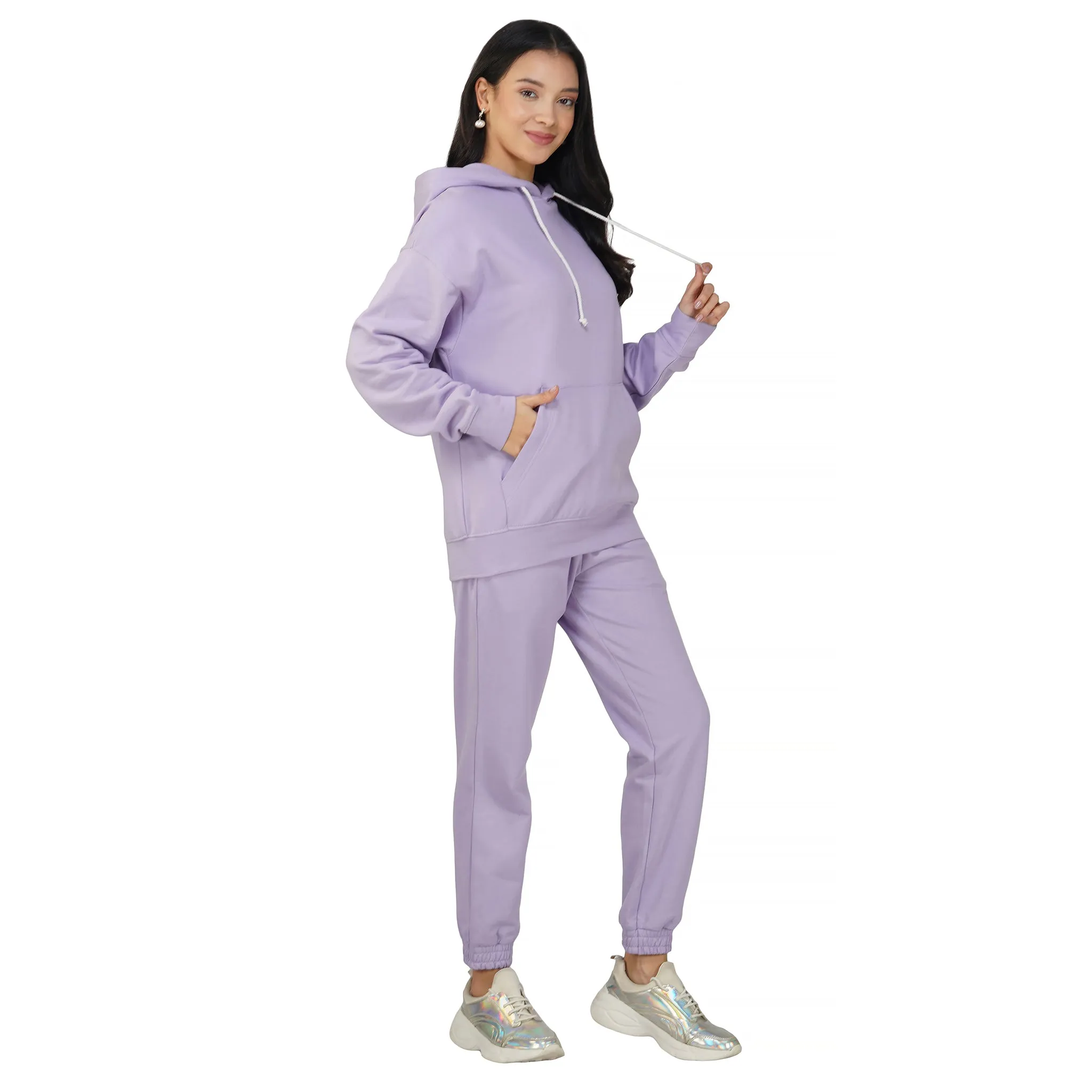 SLAY. Women's Lavender Drop Shoulder Hoodie & Joggers Co-ord Set