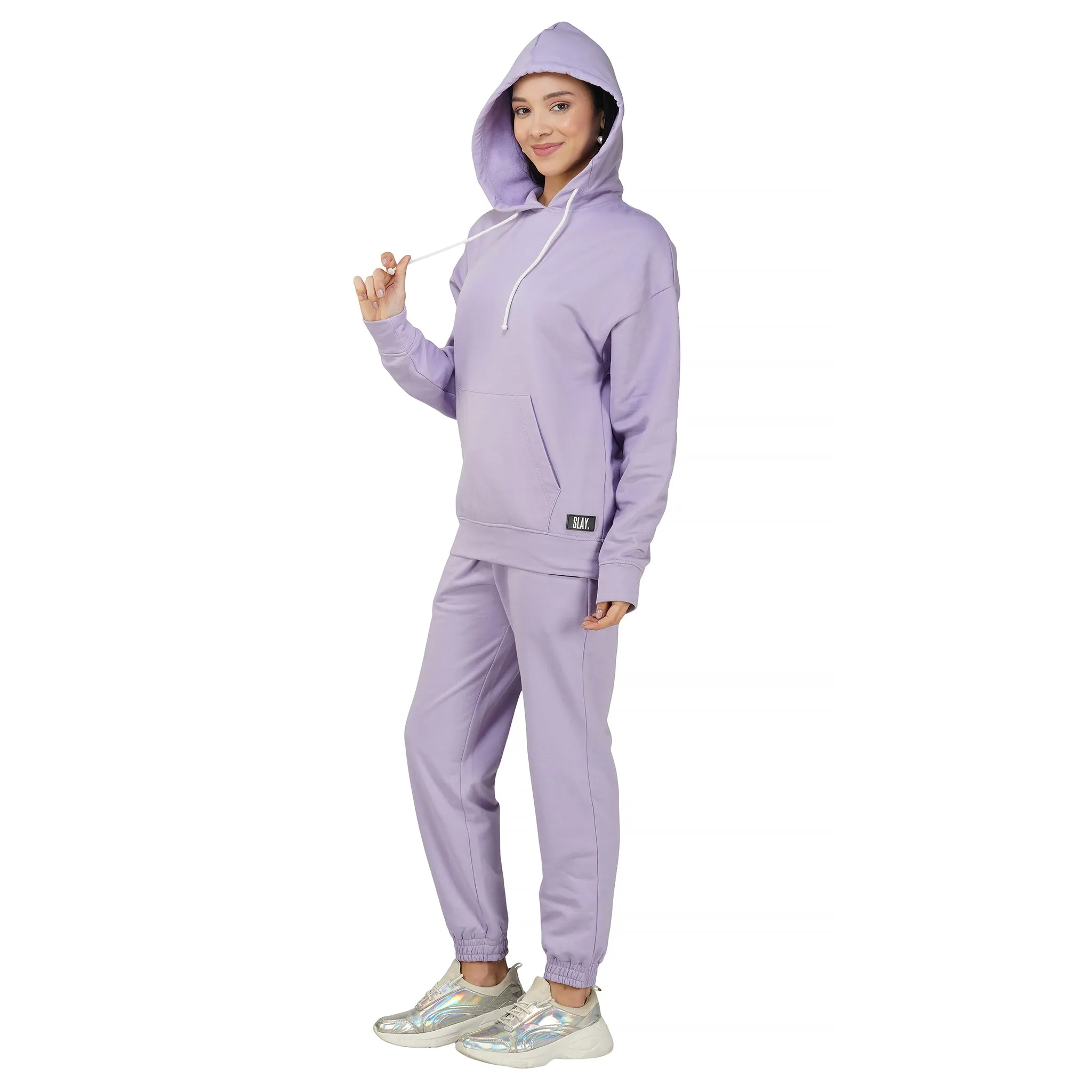 SLAY. Women's Lavender Drop Shoulder Hoodie & Joggers Co-ord Set