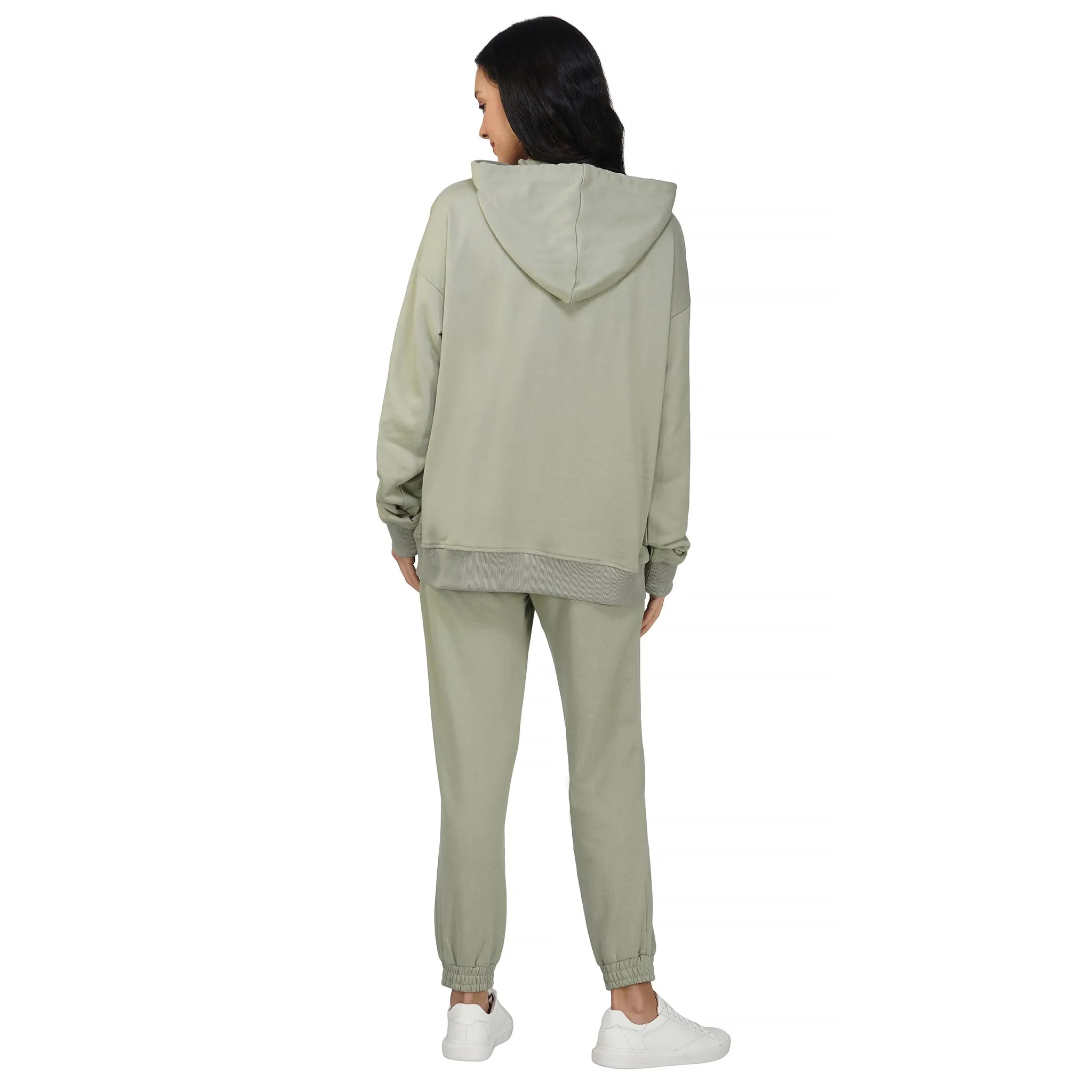 SLAY. Women's Light Olive Drop Shoulder Hoodie & Joggers Co-ord Set