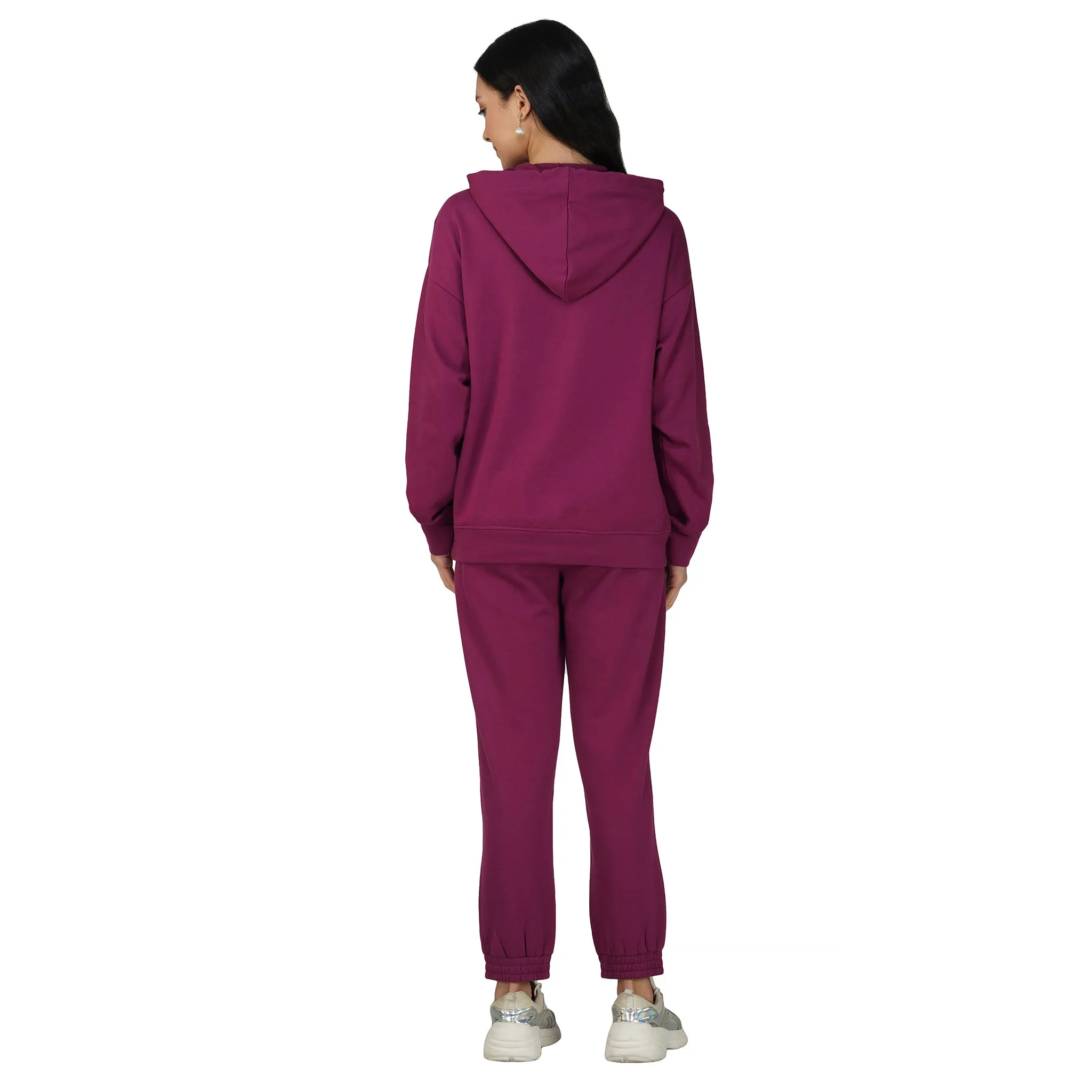 SLAY. Women's Magenta Drop Shoulder Hoodie & Joggers Co-ord Set