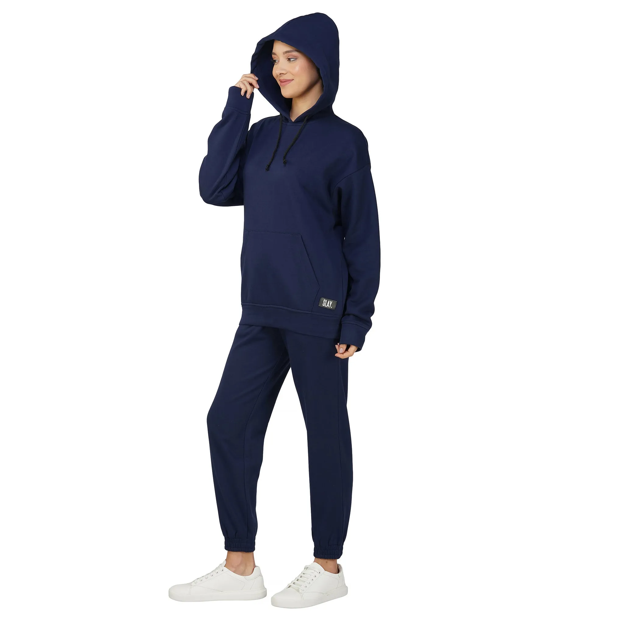 SLAY. Women's Navy Drop Shoulder Hoodie & Joggers Co-ord Set