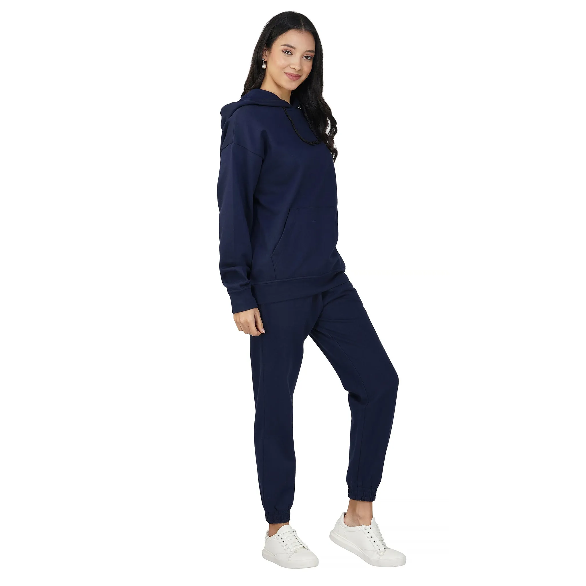 SLAY. Women's Navy Drop Shoulder Hoodie & Joggers Co-ord Set