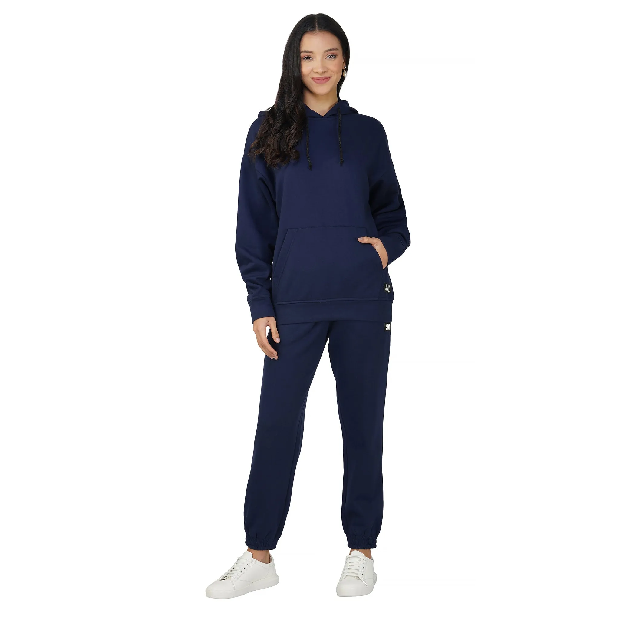 SLAY. Women's Navy Drop Shoulder Hoodie & Joggers Co-ord Set