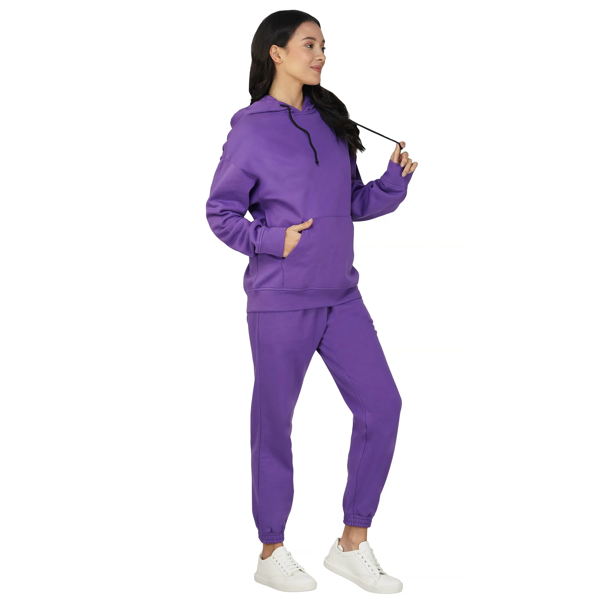 SLAY. Women's Purple Oversized Drop Shoulder Hoodie & Joggers Co-ord Set