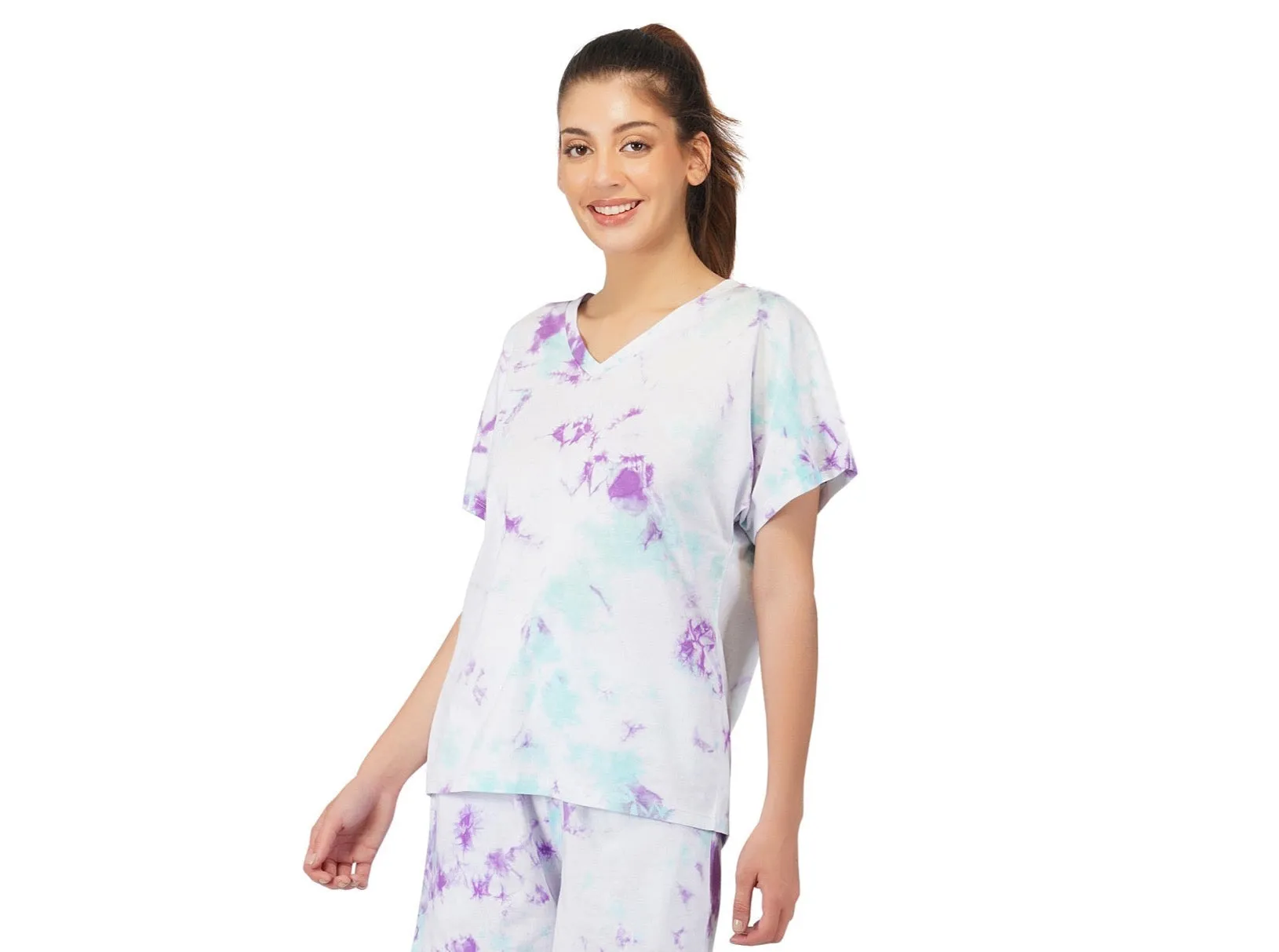 SLAY. Women's Tie Dye Oversized  V neck T Shirt